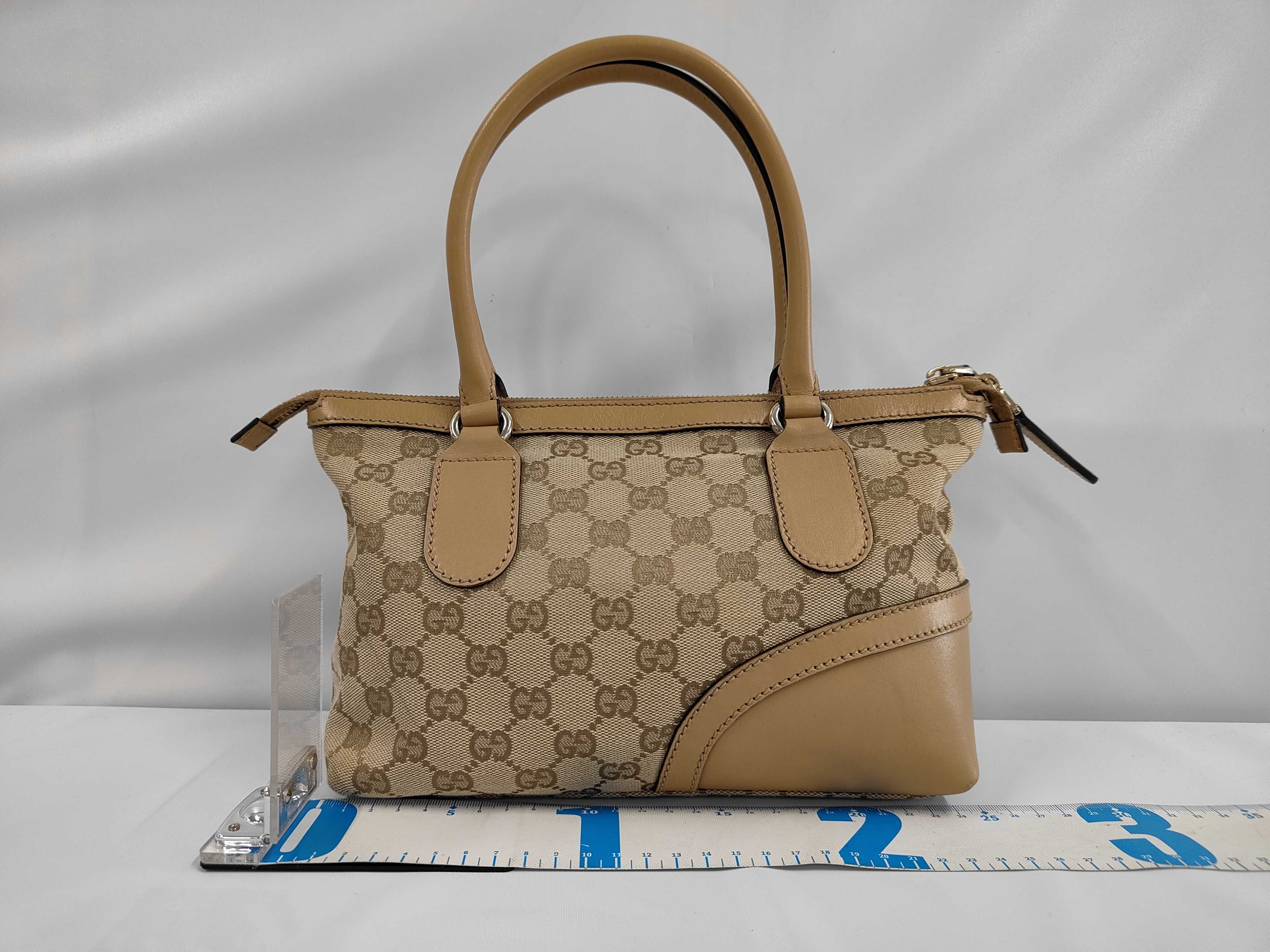 handbag, leather and canvas, GG pattern, Sherry line, Horsebit. — view 2