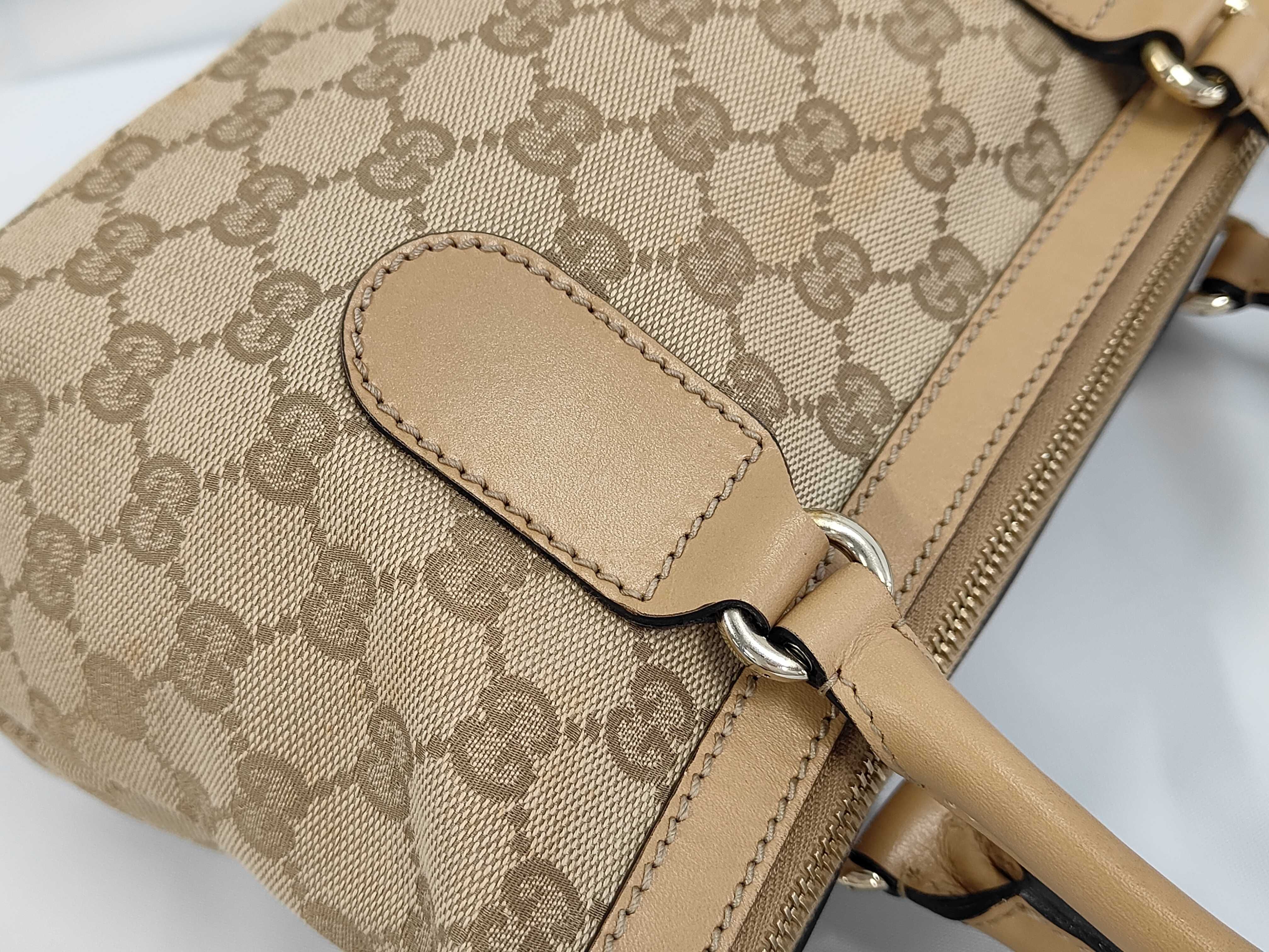 handbag, leather and canvas, GG pattern, Sherry line, Horsebit. — view 6