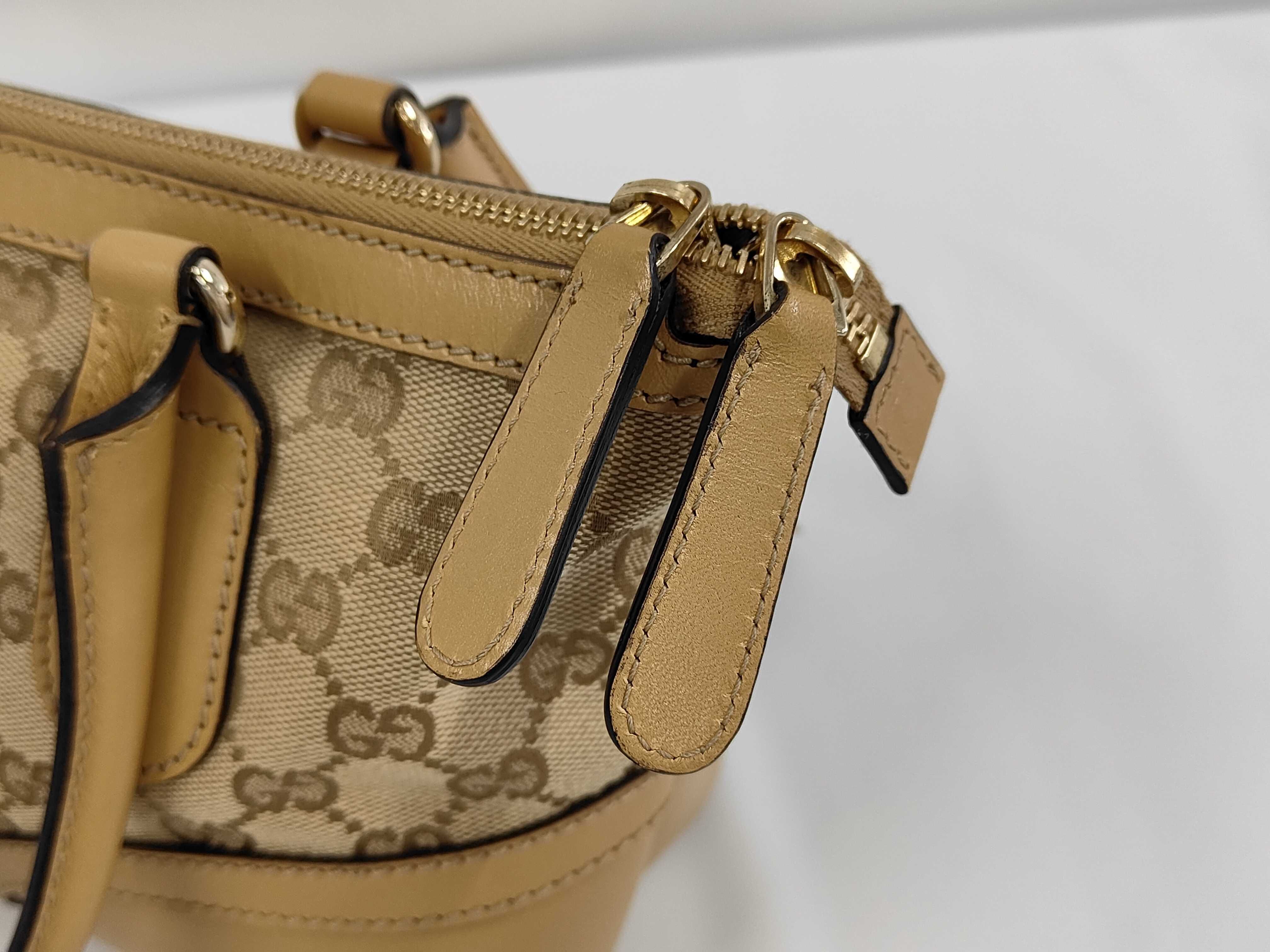handbag, leather and canvas, GG pattern, Sherry line, Horsebit. — view 7