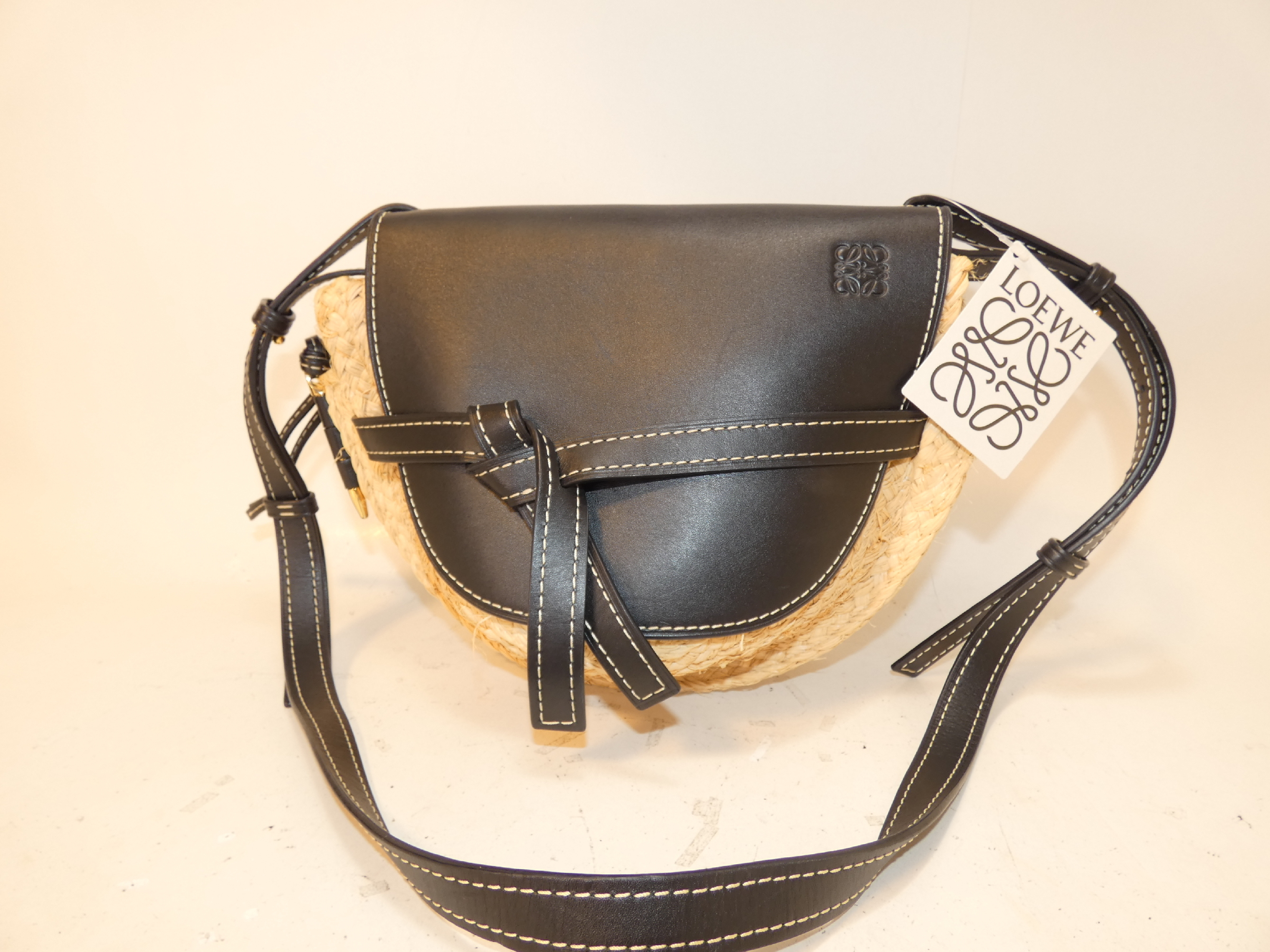 Gate Bag Raffia Black Leather Shoulder Bag