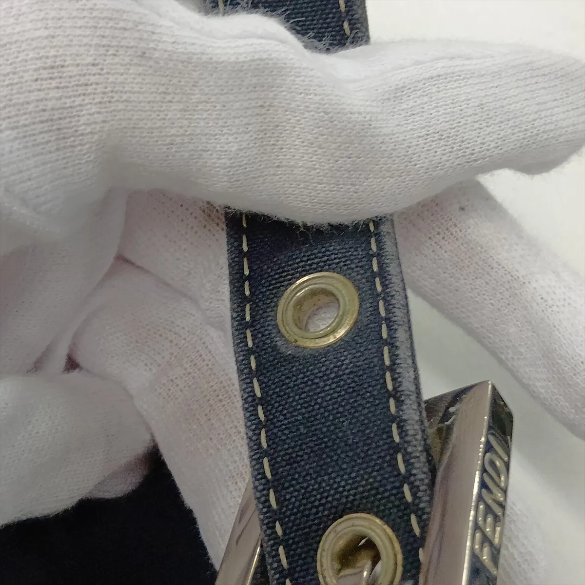 Mamma Bucket Denim Shoulder Bag, Blue, No screws or hardware on the clasp. — view 11