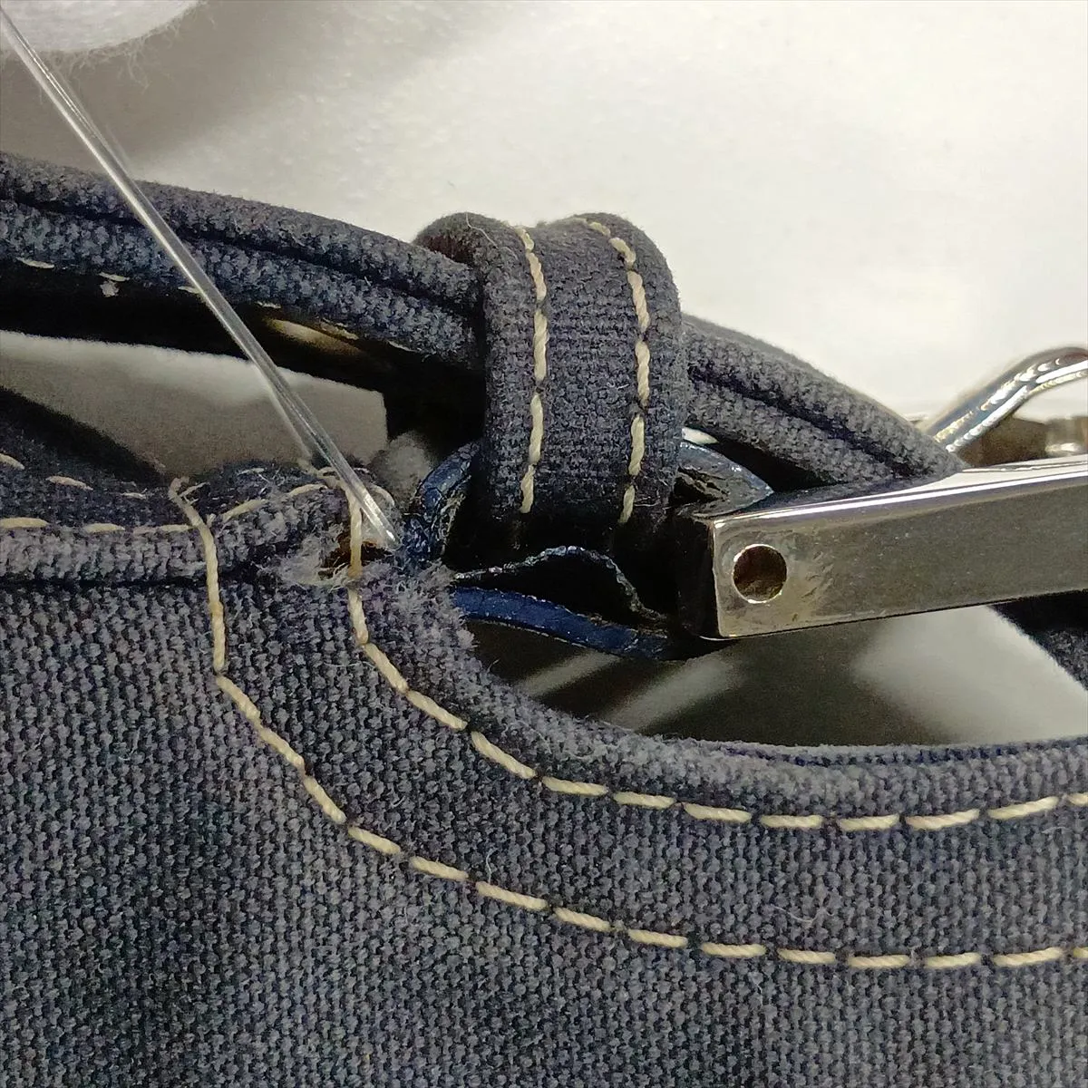 Mamma Bucket Denim Shoulder Bag, Blue, No screws or hardware on the clasp. — view 12