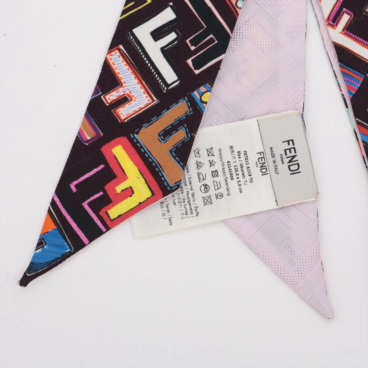 FXT011 Scarf, Silk, Pink. Shows wear, — view 2