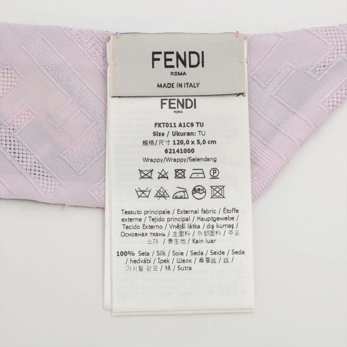 FXT011 Scarf, Silk, Pink. Shows wear, — view 3