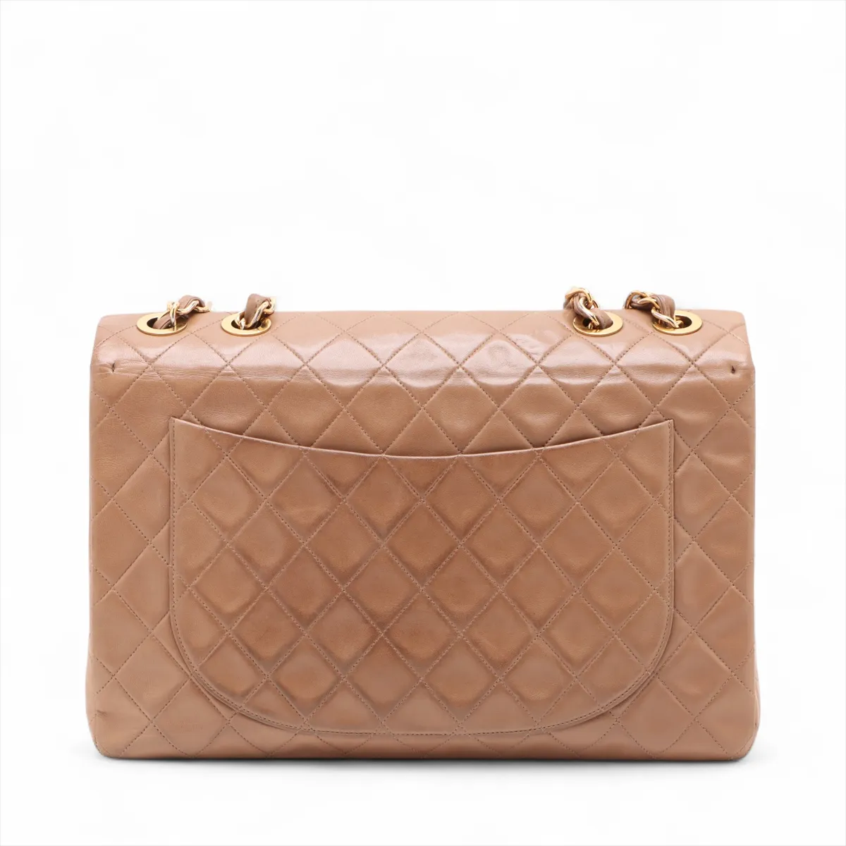 Large Matelassé 34 Maxi Lambskin Single Flap Double Chain Bag, Brown with Gold Hardware, 2430958, Series 2, A01094 — view 2