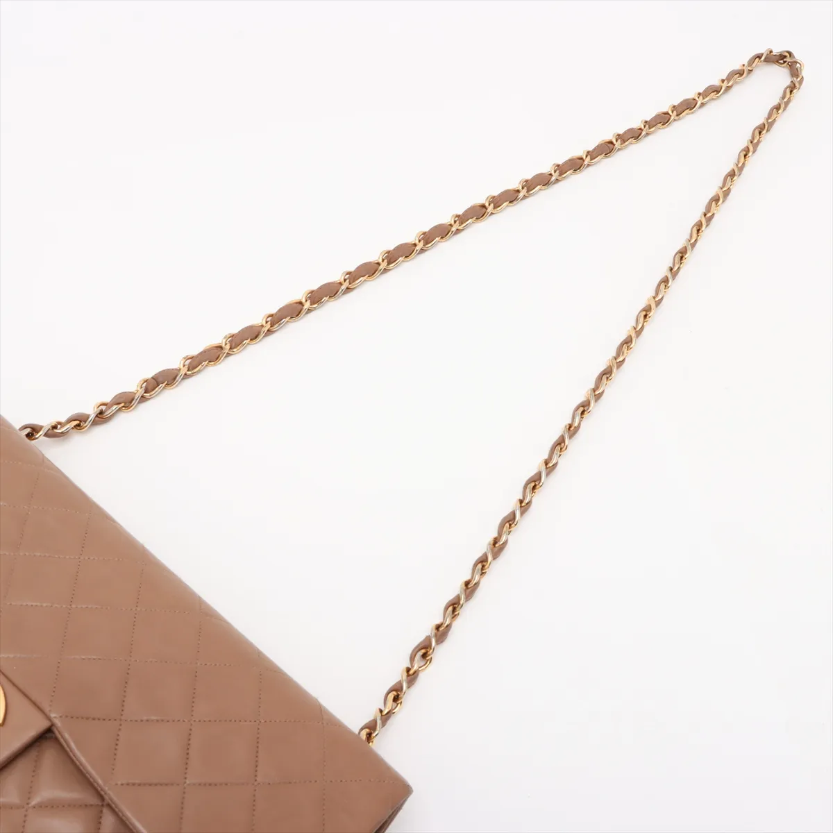 Large Matelassé 34 Maxi Lambskin Single Flap Double Chain Bag, Brown with Gold Hardware, 2430958, Series 2, A01094 — view 5