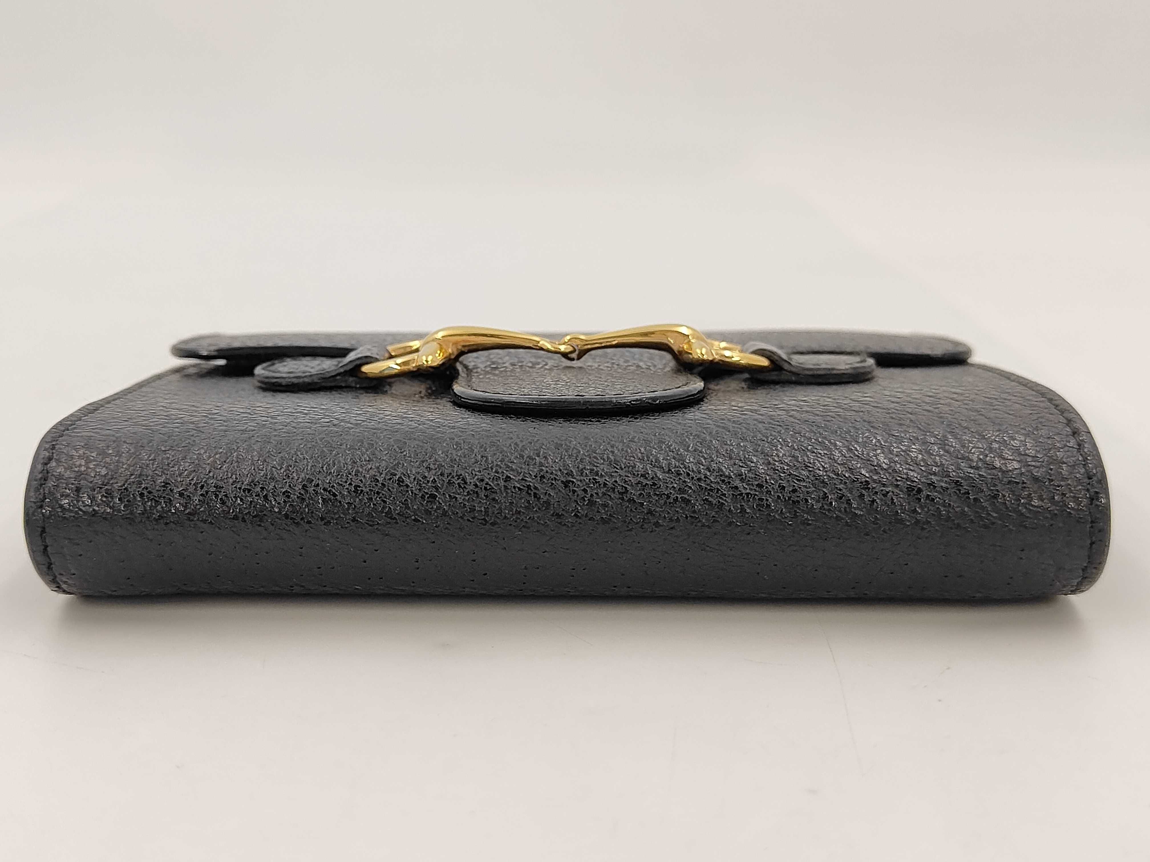 Horsebit Compact Wallet Tri-fold Wallet Black — view 3