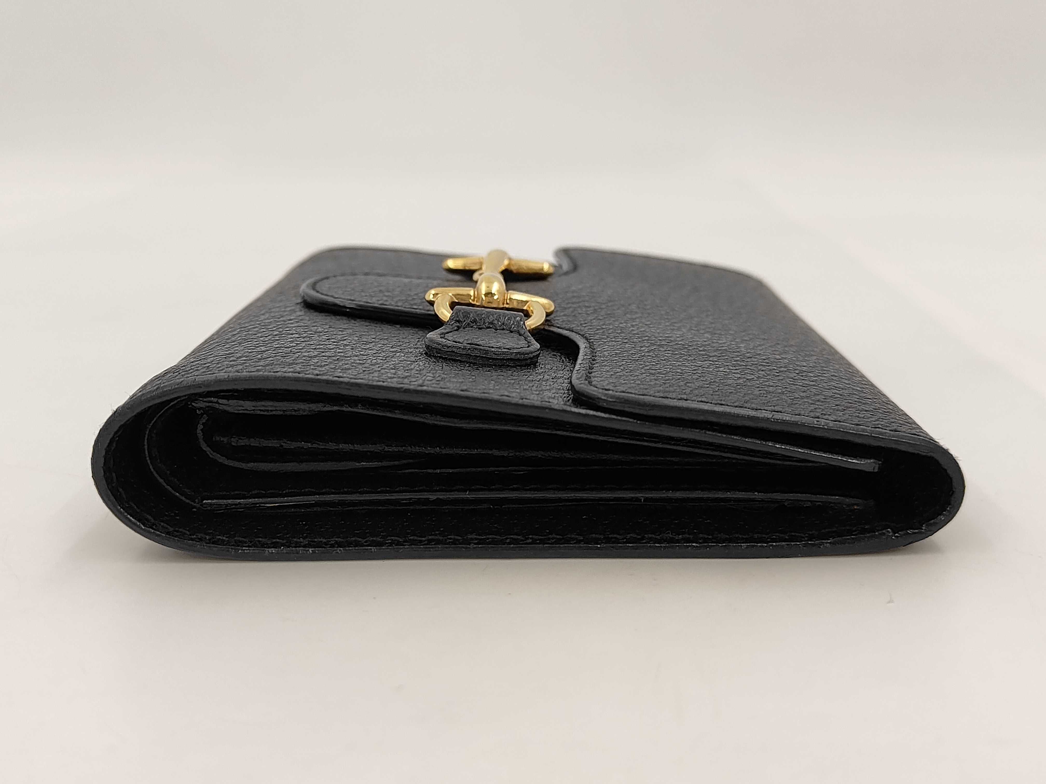 Horsebit Compact Wallet Tri-fold Wallet Black — view 4