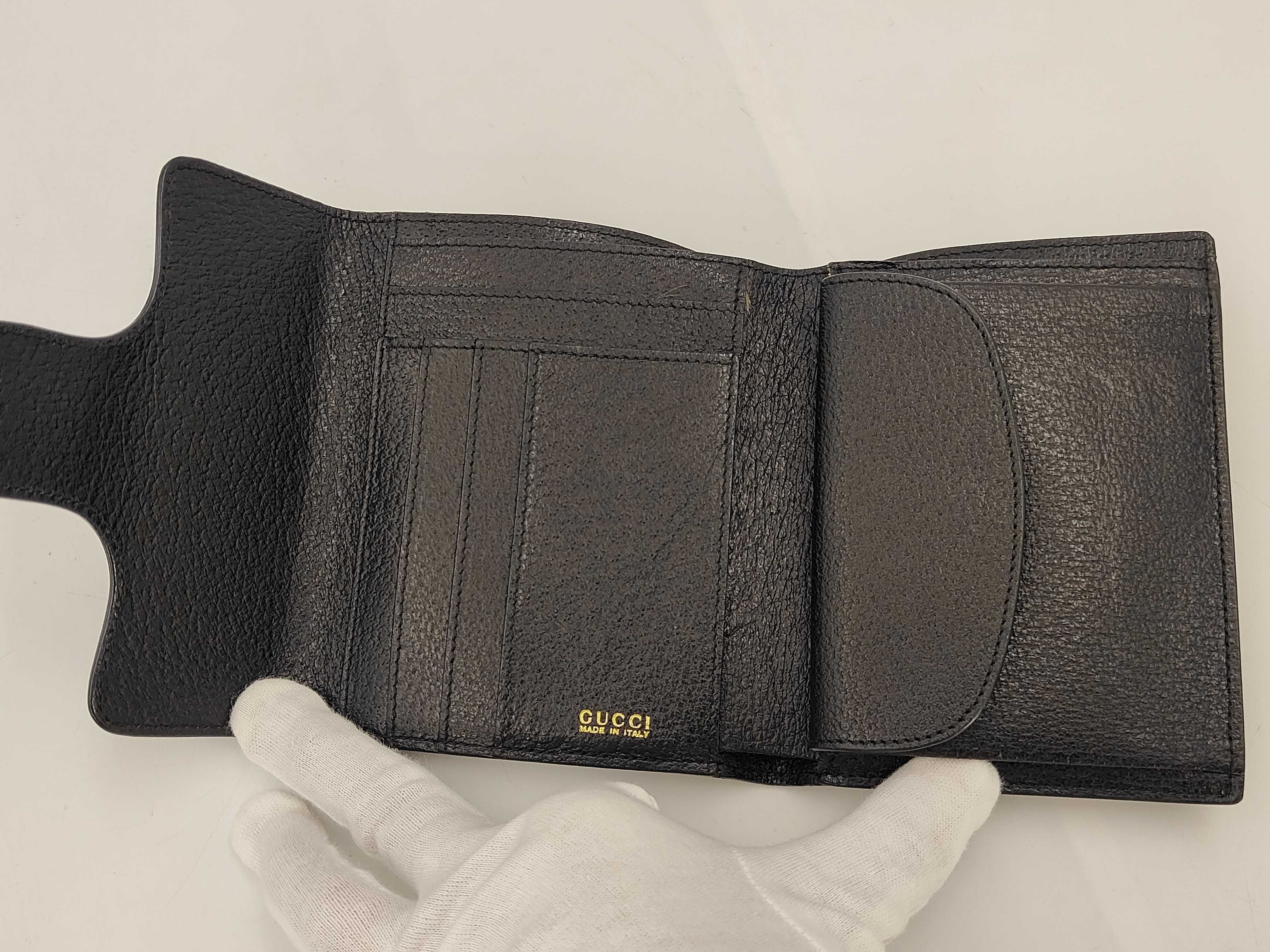 Horsebit Compact Wallet Tri-fold Wallet Black — view 8