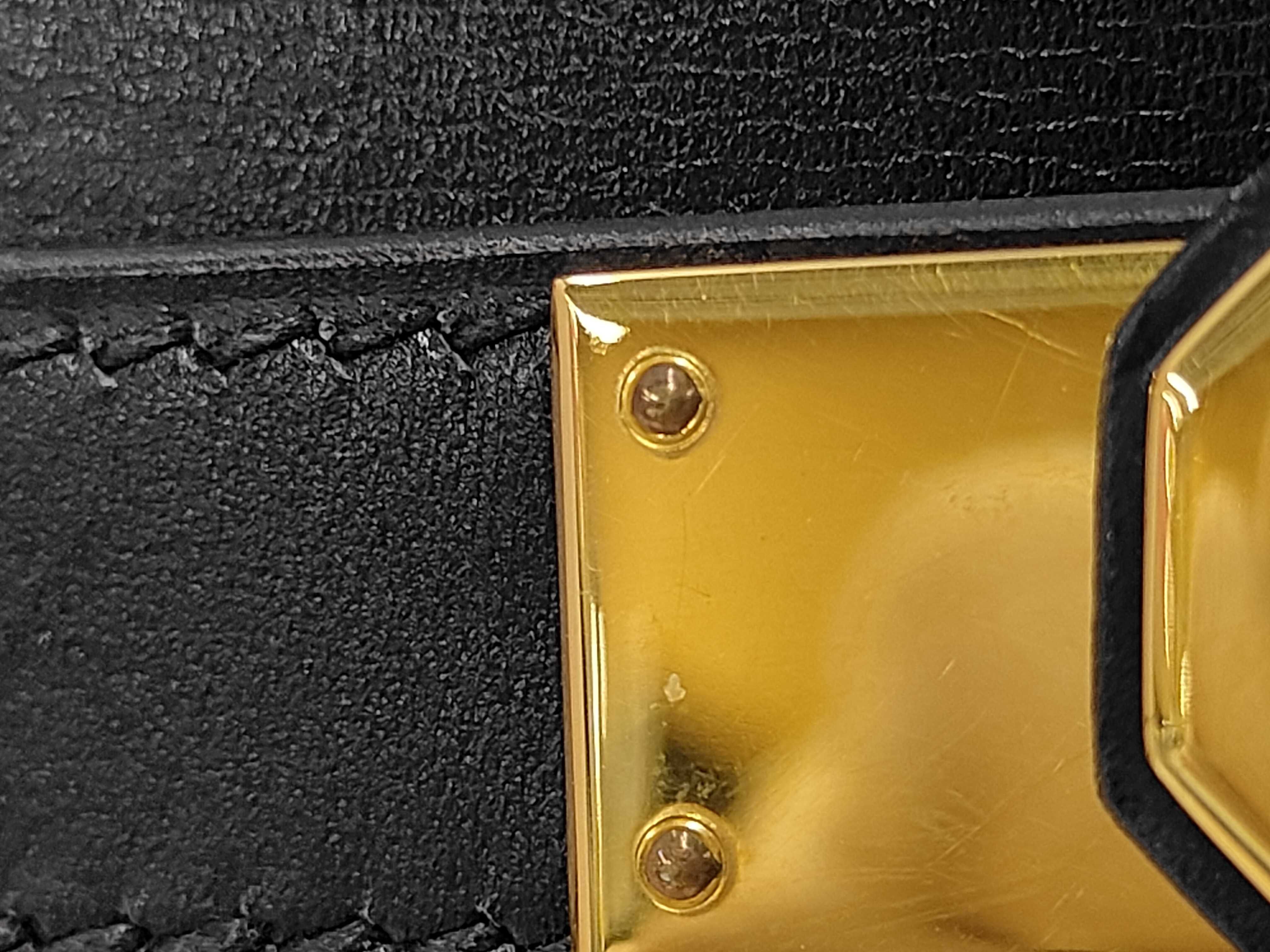 Kelly 32 Box Calf Black Gold Hardware C Stamp Handbag — view 13