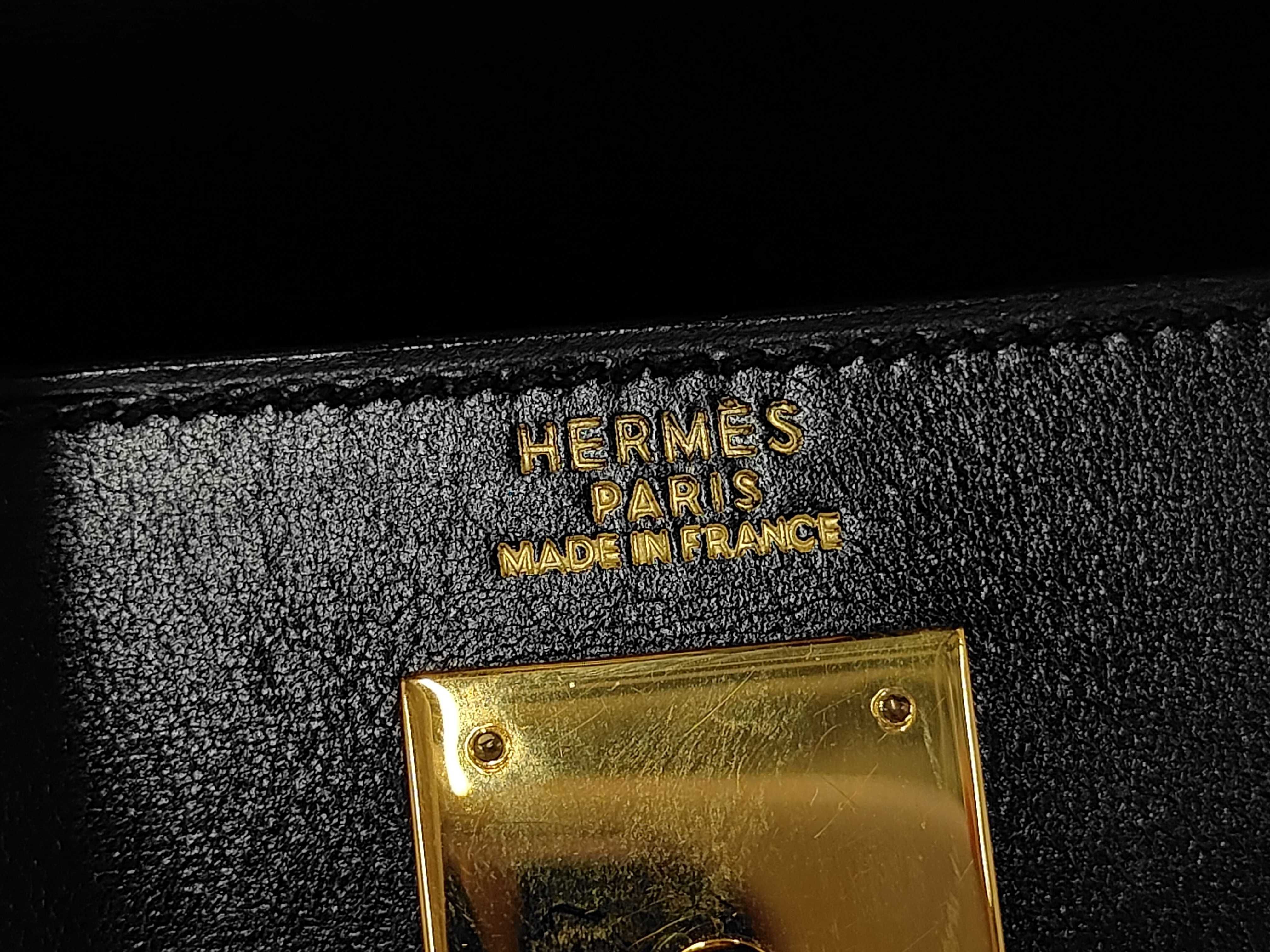 Kelly 32 Box Calf Black Gold Hardware C Stamp Handbag — view 10