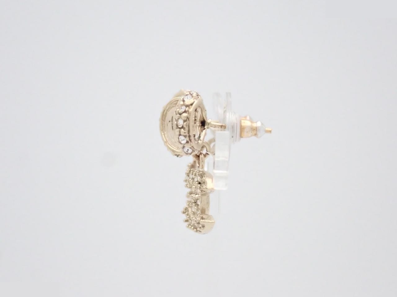 earrings, Coco Mark, ribbon design, rhinestones, B13P, height 2.5cm — view 3