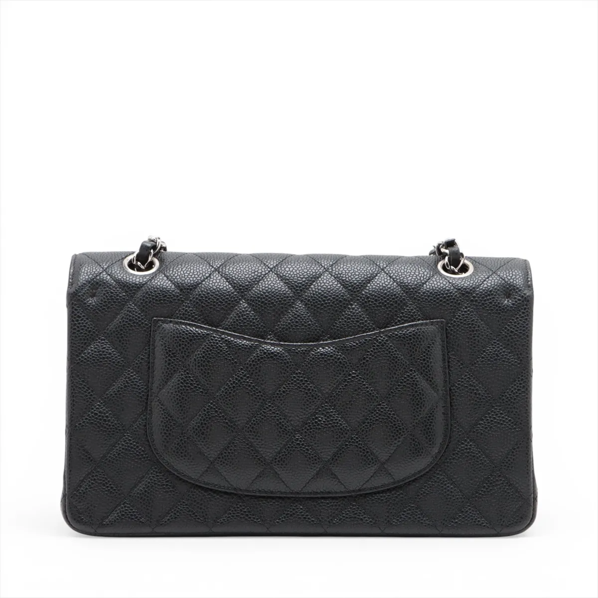 [Individually packaged] Chanel Matelassé 25 Caviar Skin Double Flap Double Chain Bag, Black with Silver Hardware, 28727196, Serial Number 28, A01112 — view 2