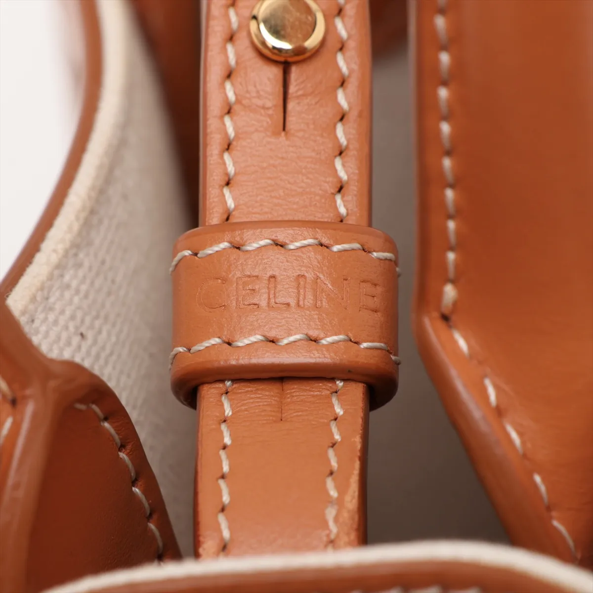 Mini Vertical Cabas Canvas x Leather 2-Way Handbag Beige x Brown — view 9