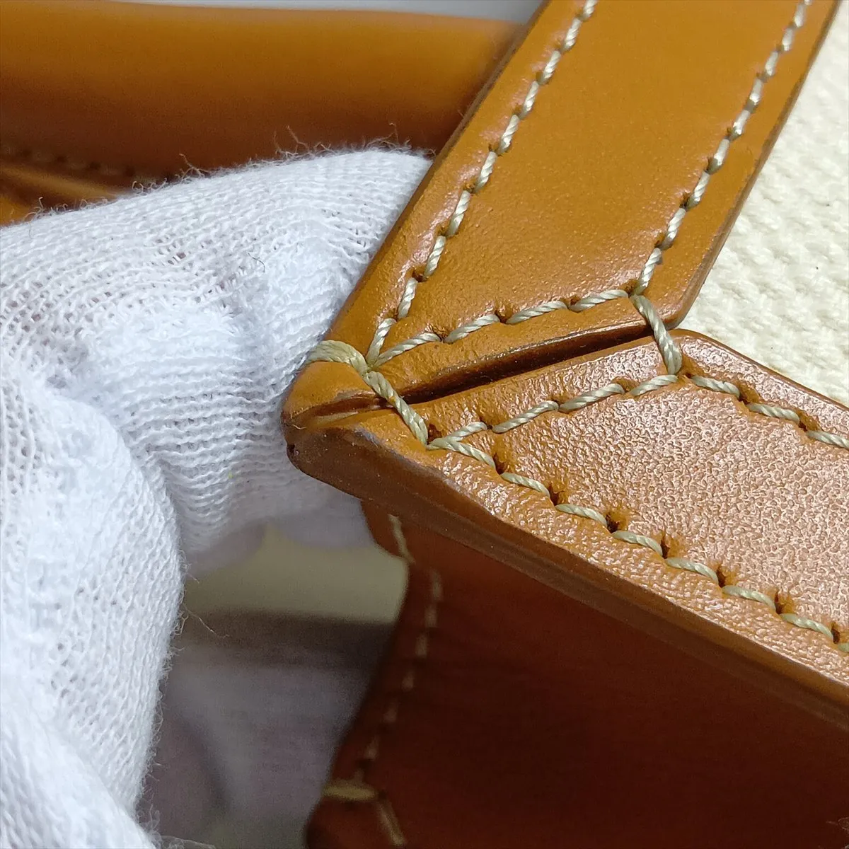 Mini Vertical Cabas Canvas x Leather 2-Way Handbag Beige x Brown — view 10