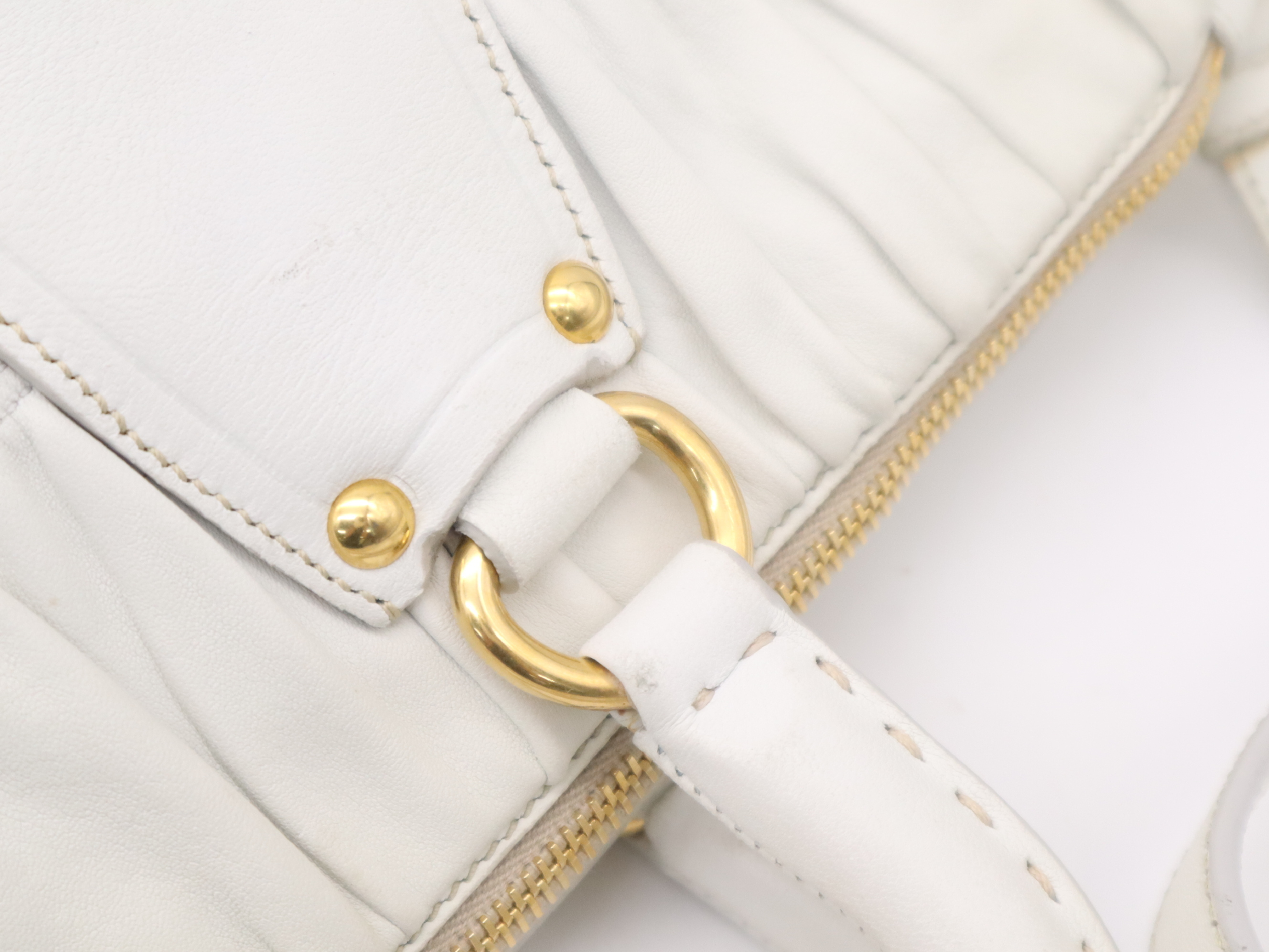 Leather 2-Way Gathered Handbag with Shoulder Strap and Dust Bag — view 8