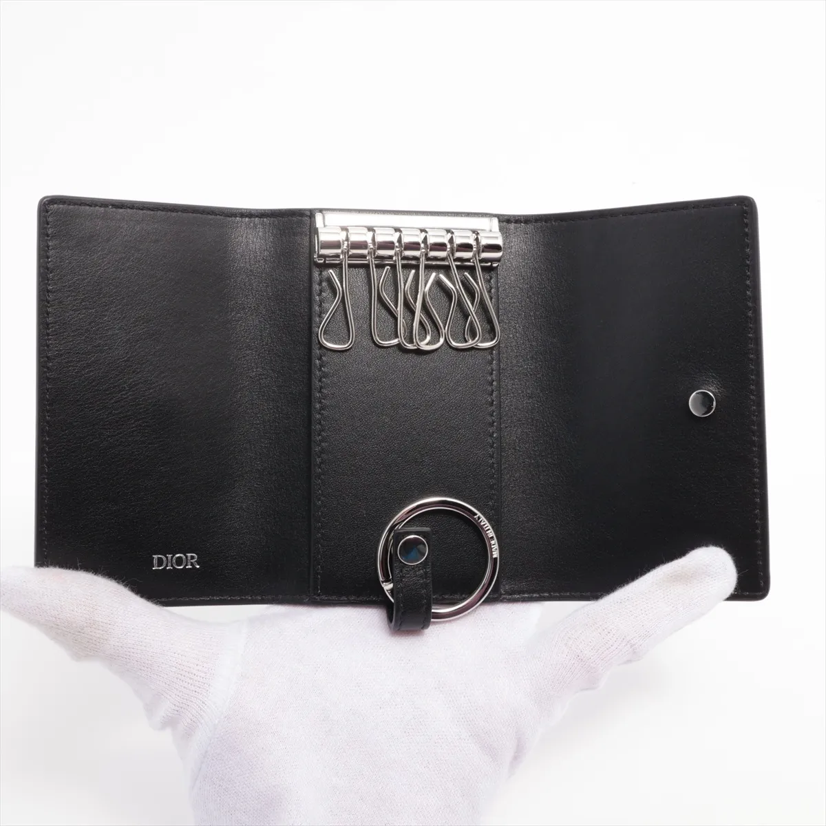 Oblique Galaxy Leather Key Case Black — view 3