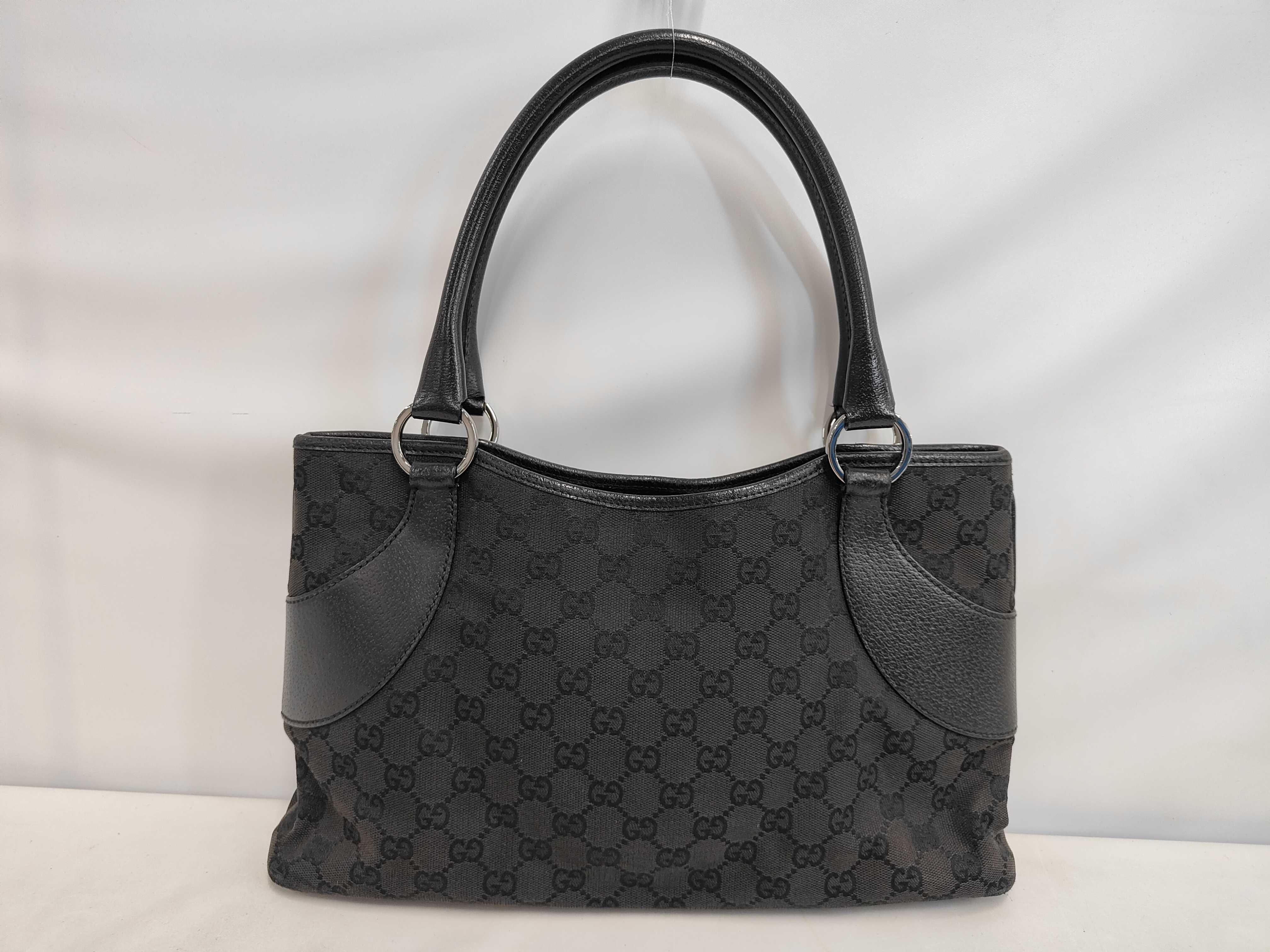 Tote Bag, Leather, GG Canvas, 113015, Handbag