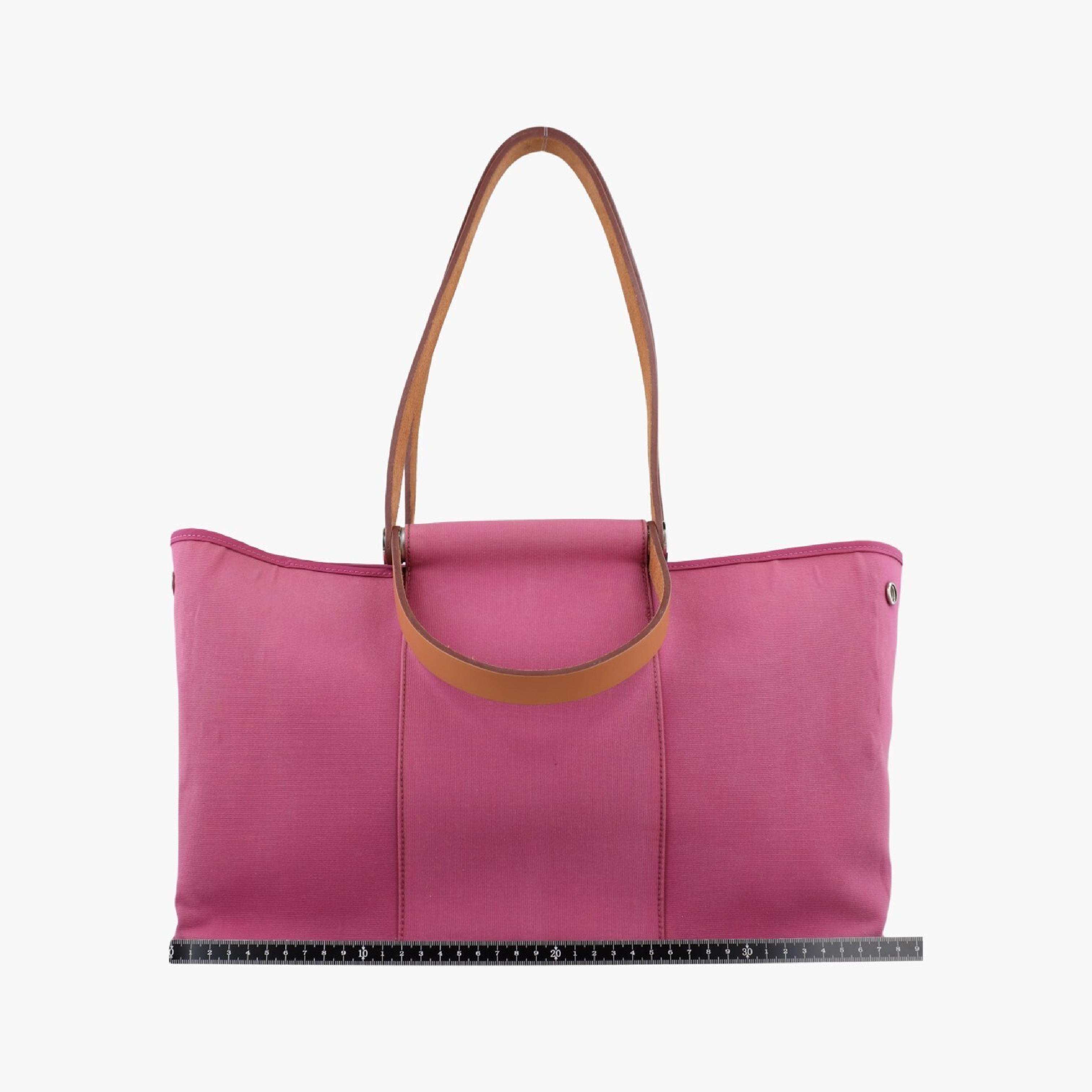 Cabas Ciel Rose Red Toile Officier x Leather AR R Shoulder Bag — view 2