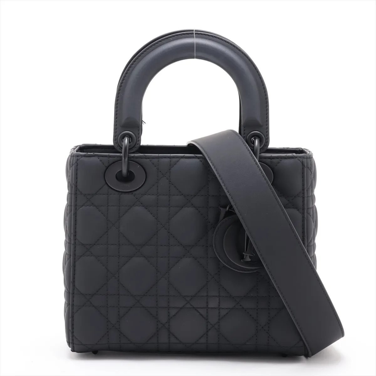 Cannage My Lady Dior Leather 2-Way Handbag, Black