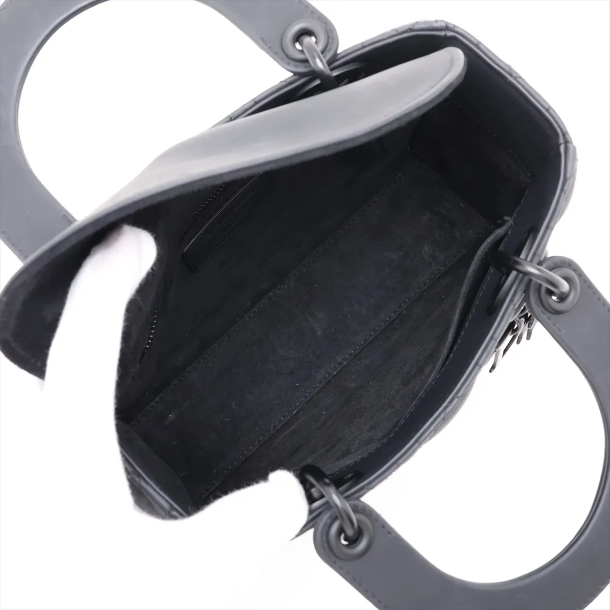 Cannage My Lady Dior Leather 2-Way Handbag, Black — view 8