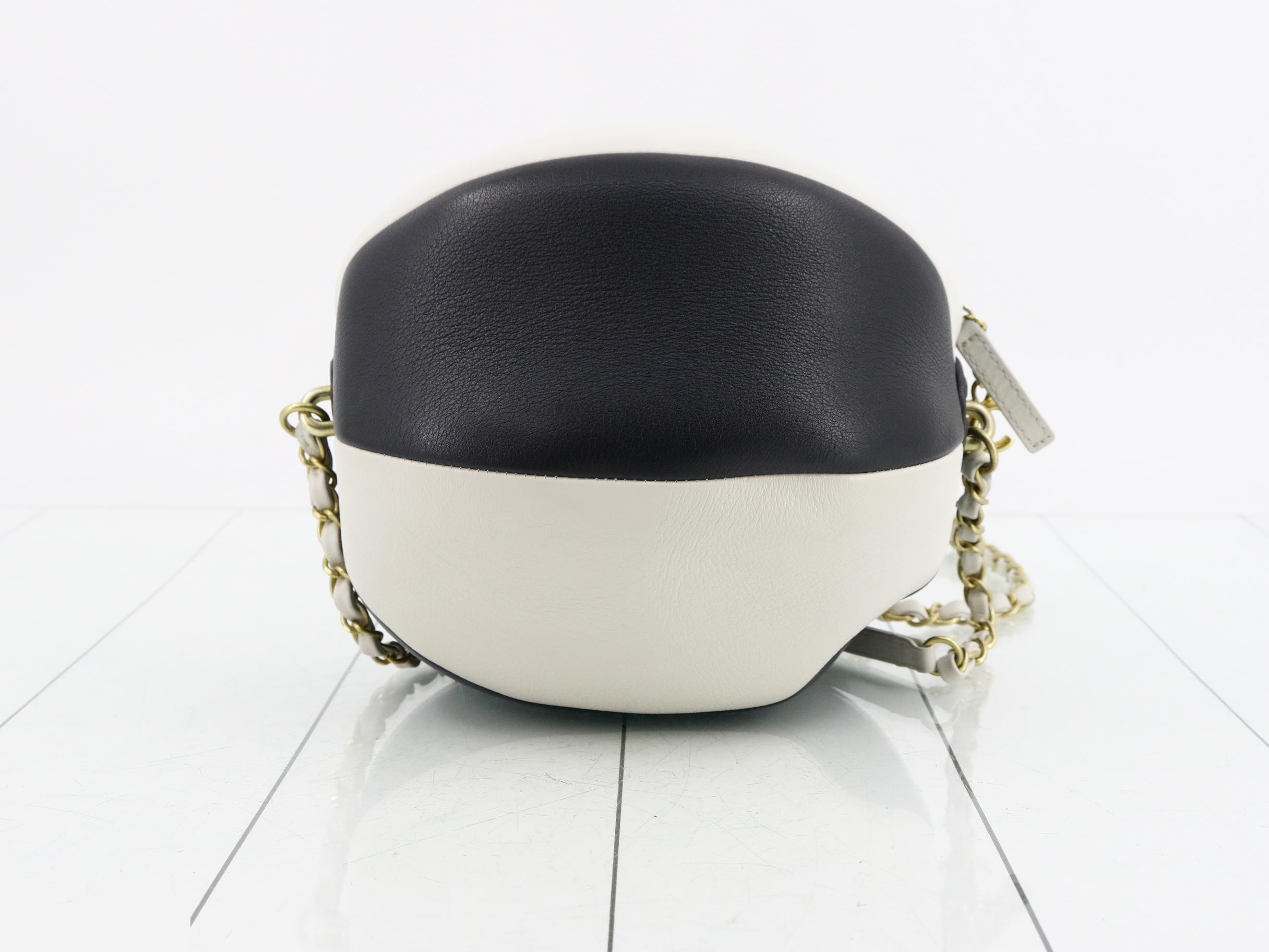 Leather Beach Ball Chain Shoulder Bag, Two-Tone — view 2