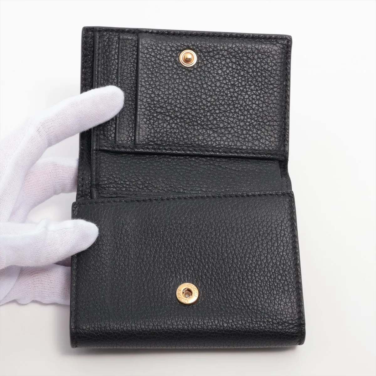GG Marmont 731694 Leather Compact Wallet Black — view 3