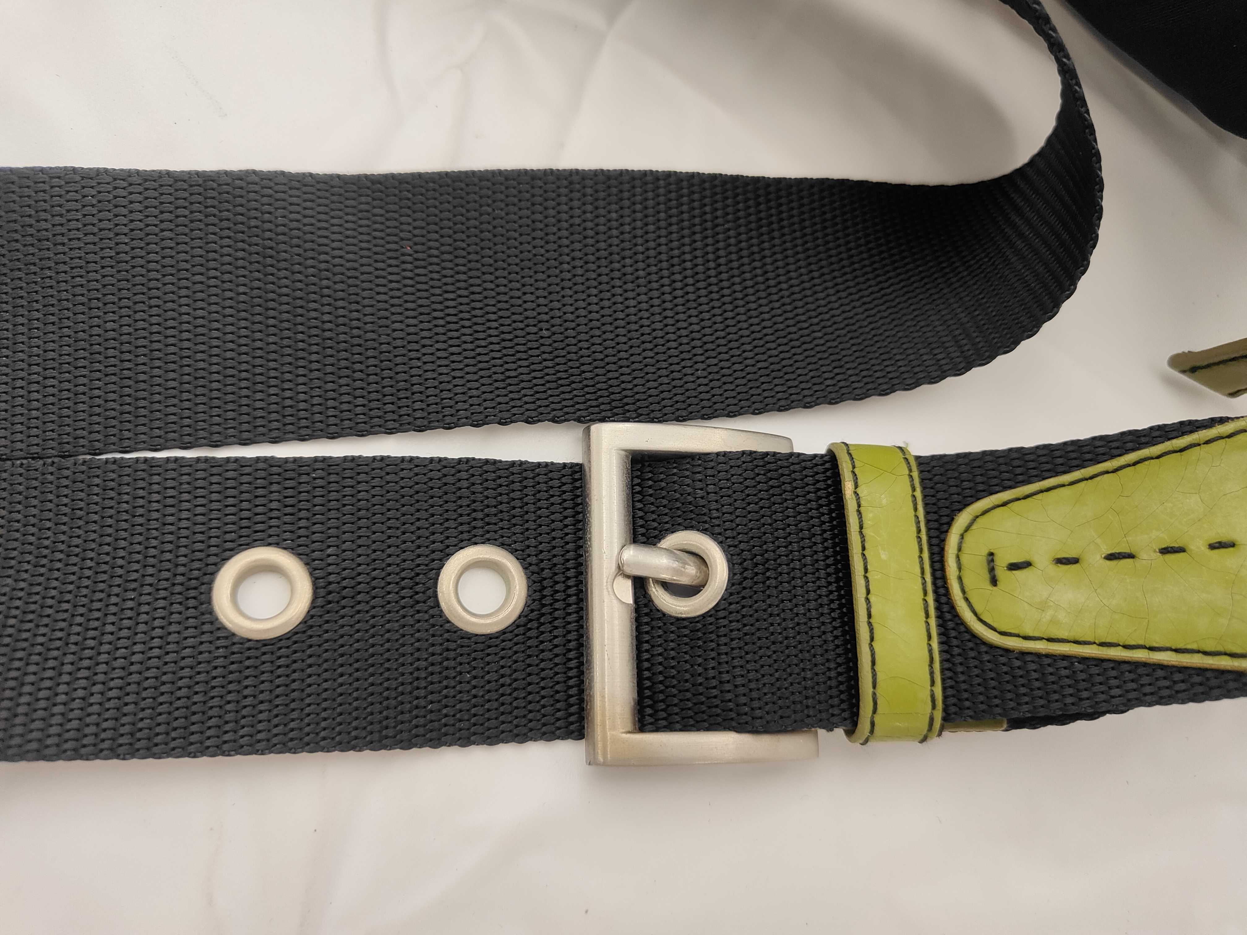 Tessuto Nylon x Leather Shoulder Bag, Black x Green — view 4