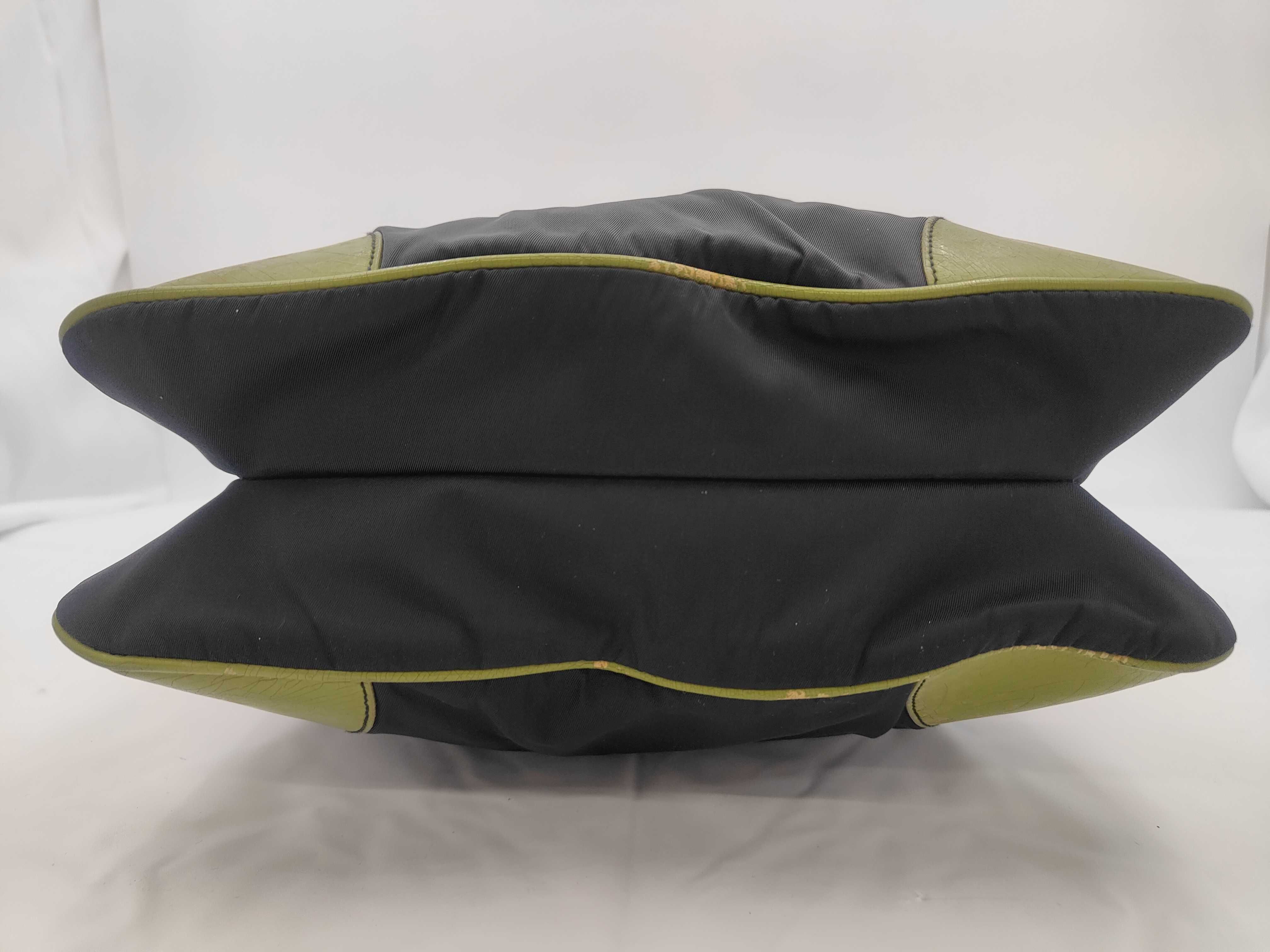 Tessuto Nylon x Leather Shoulder Bag, Black x Green — view 7