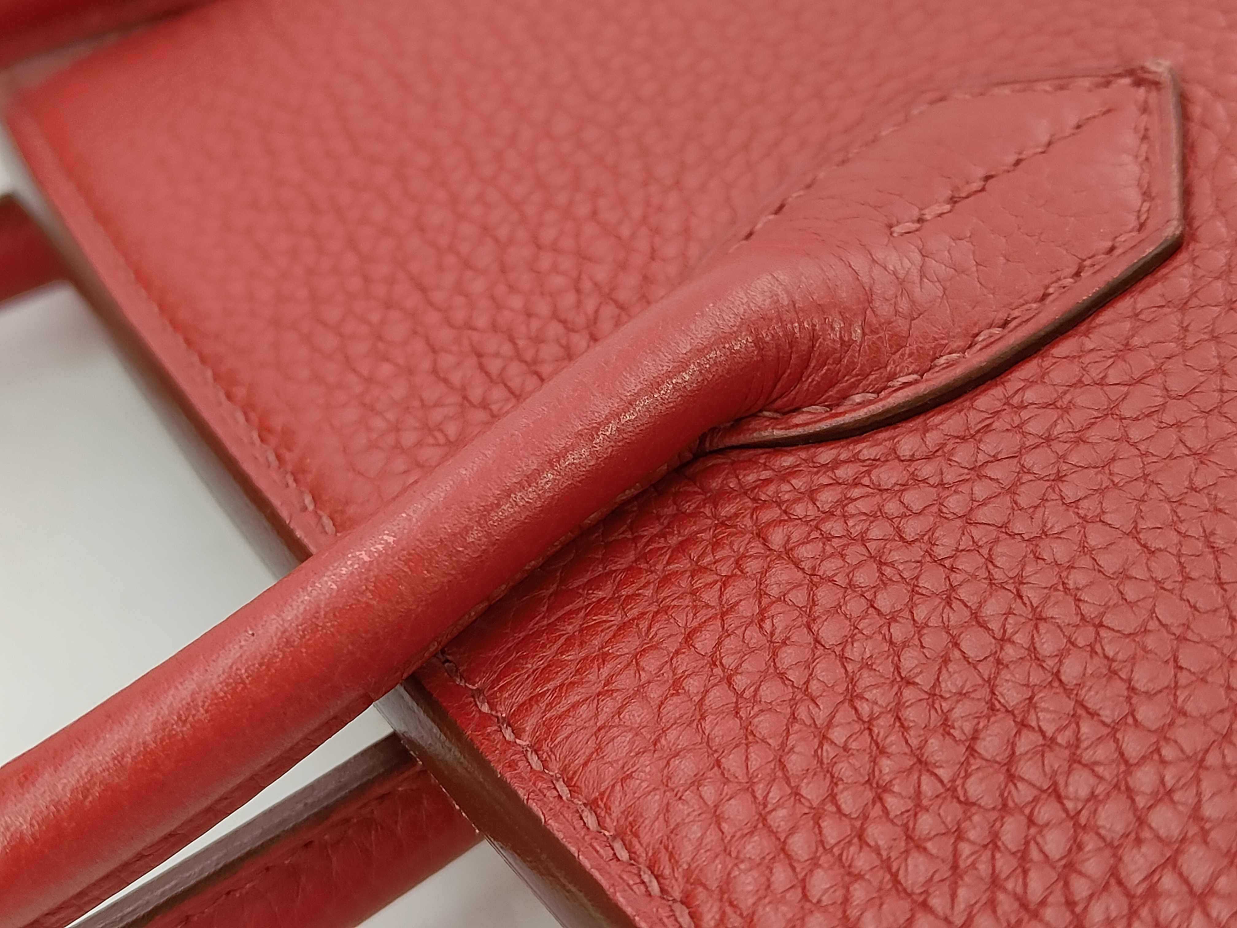Birkin 30 R stamp Taurillon Clemence Rouge Garance Silver Hardware Handbag — view 5