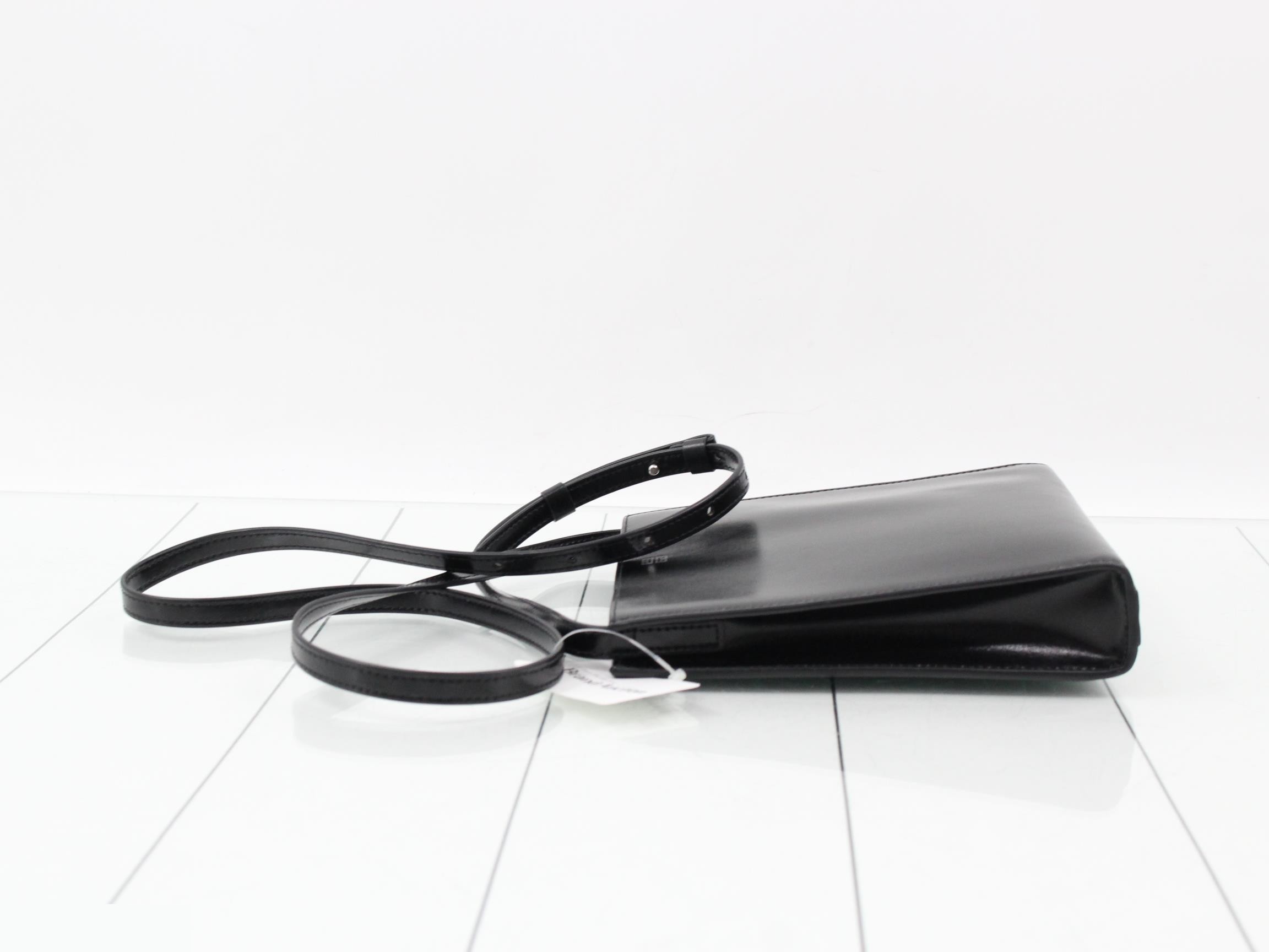 4G Crossbody Bag, Black Leather, Made in Italy — view 4