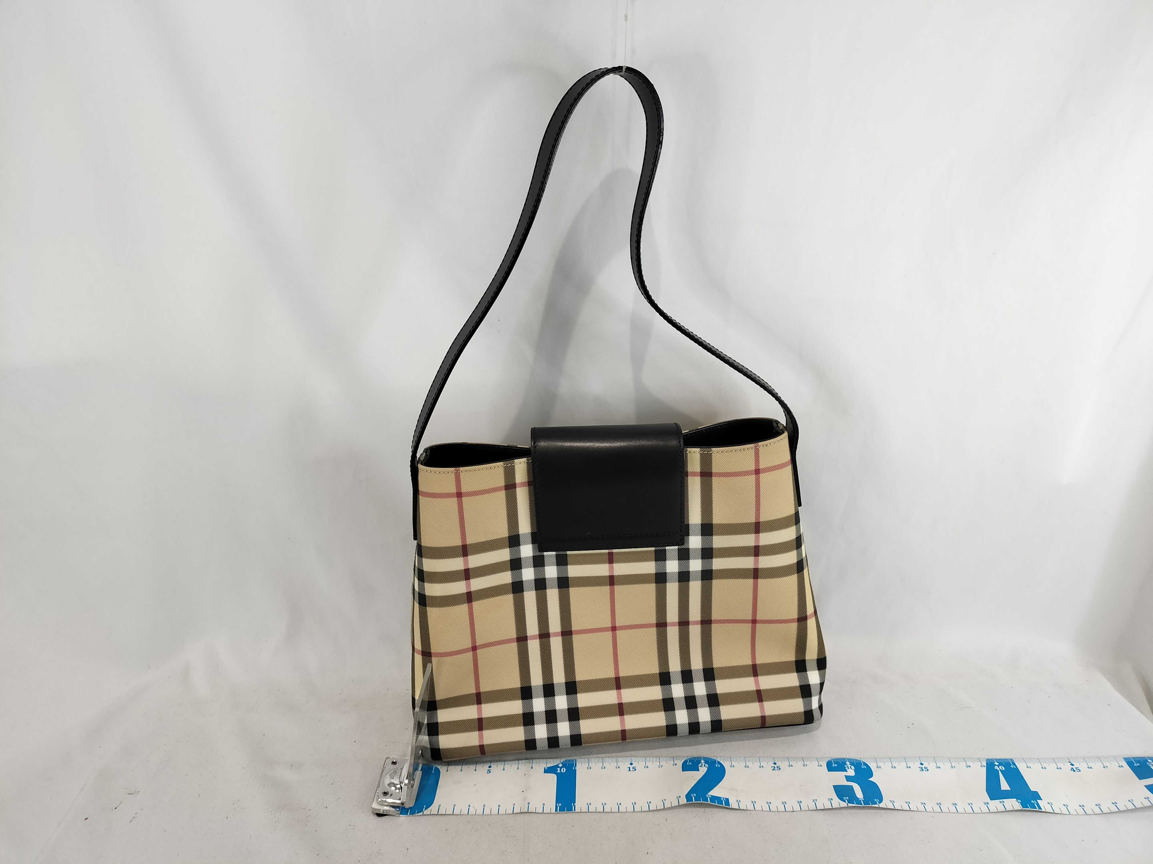 London Nova Check Nylon Canvas Leather One-Shoulder Bag — view 3