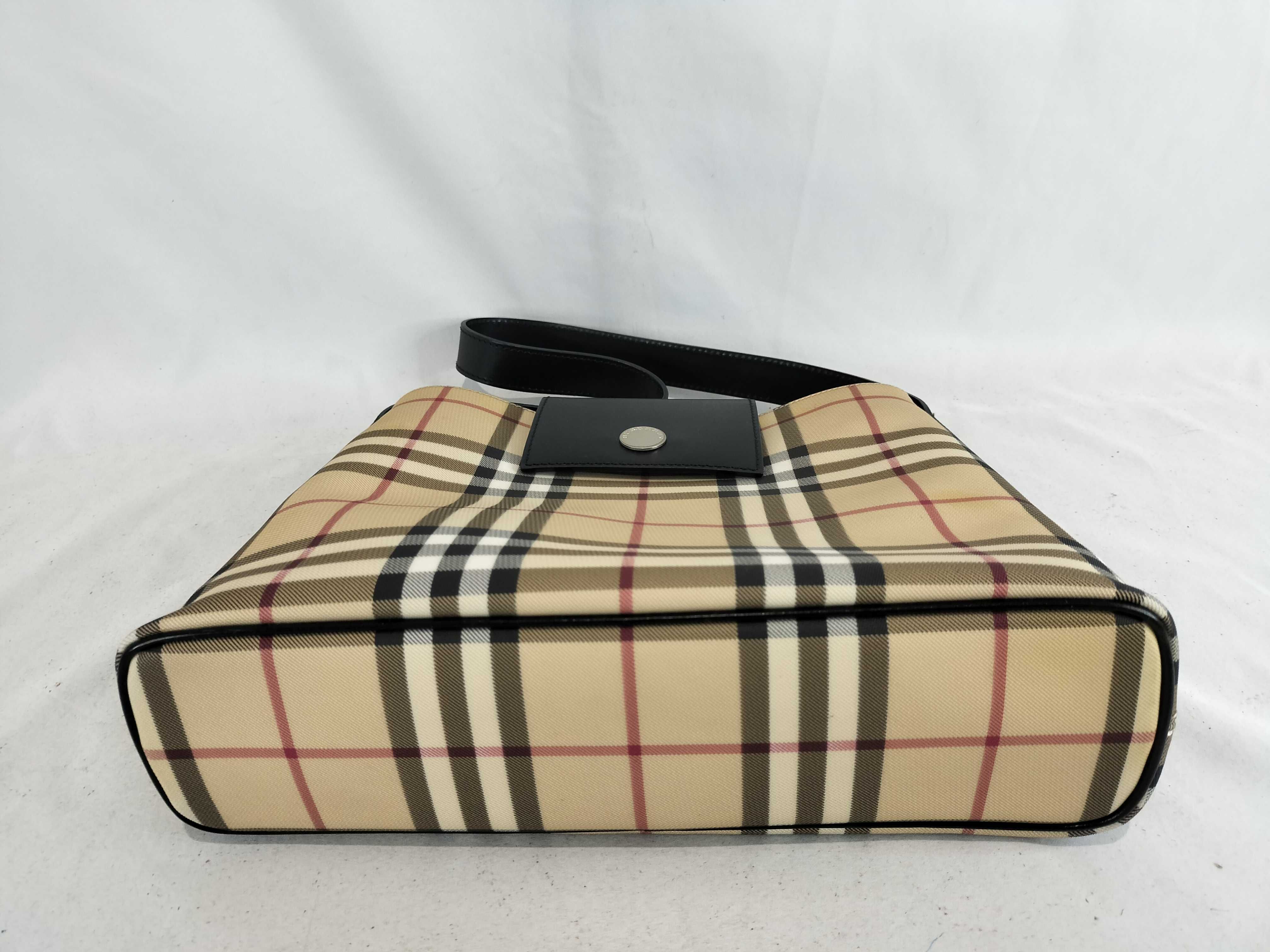 London Nova Check Nylon Canvas Leather One-Shoulder Bag — view 8