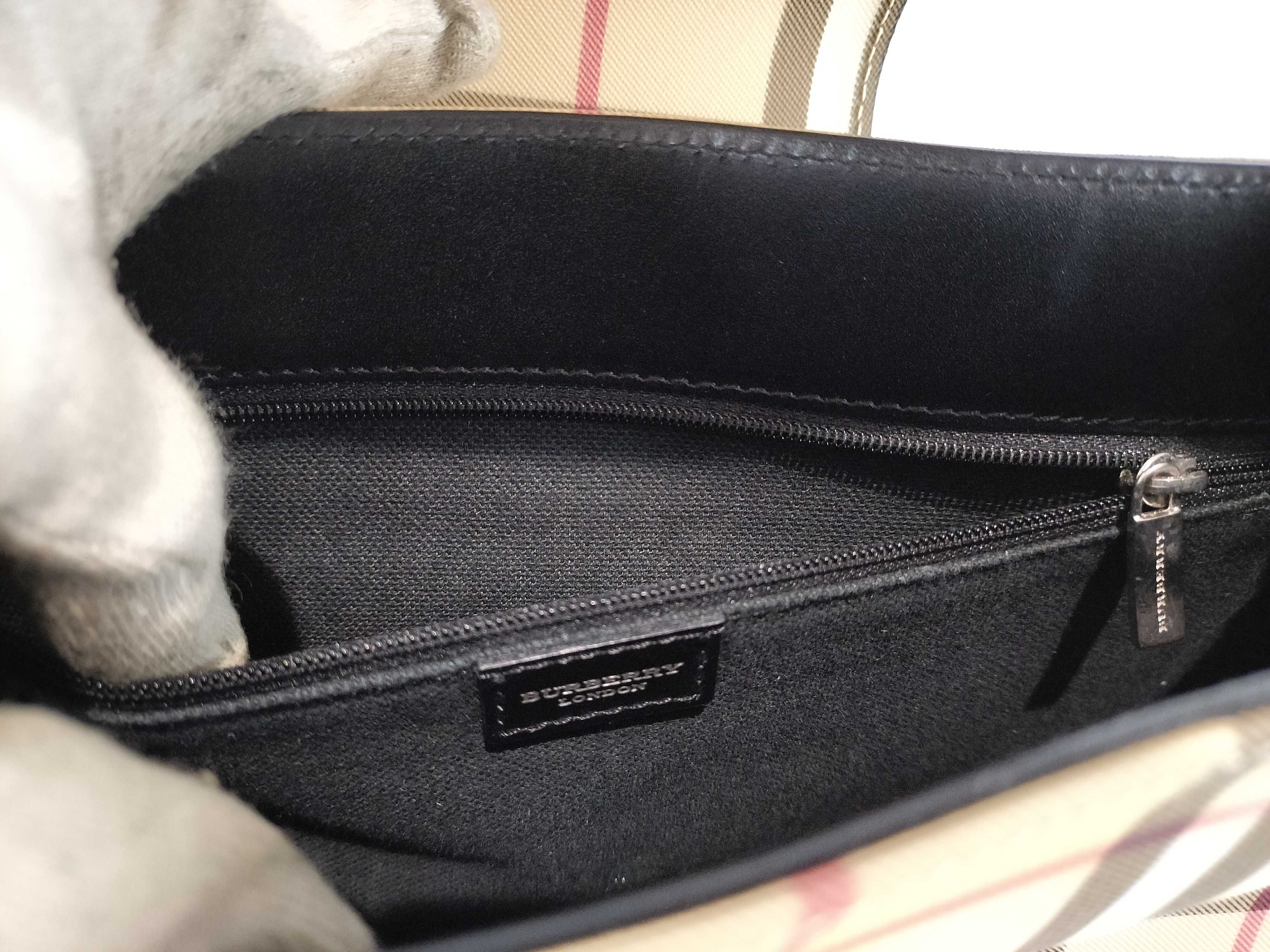 London Nova Check Nylon Canvas Leather One-Shoulder Bag — view 10
