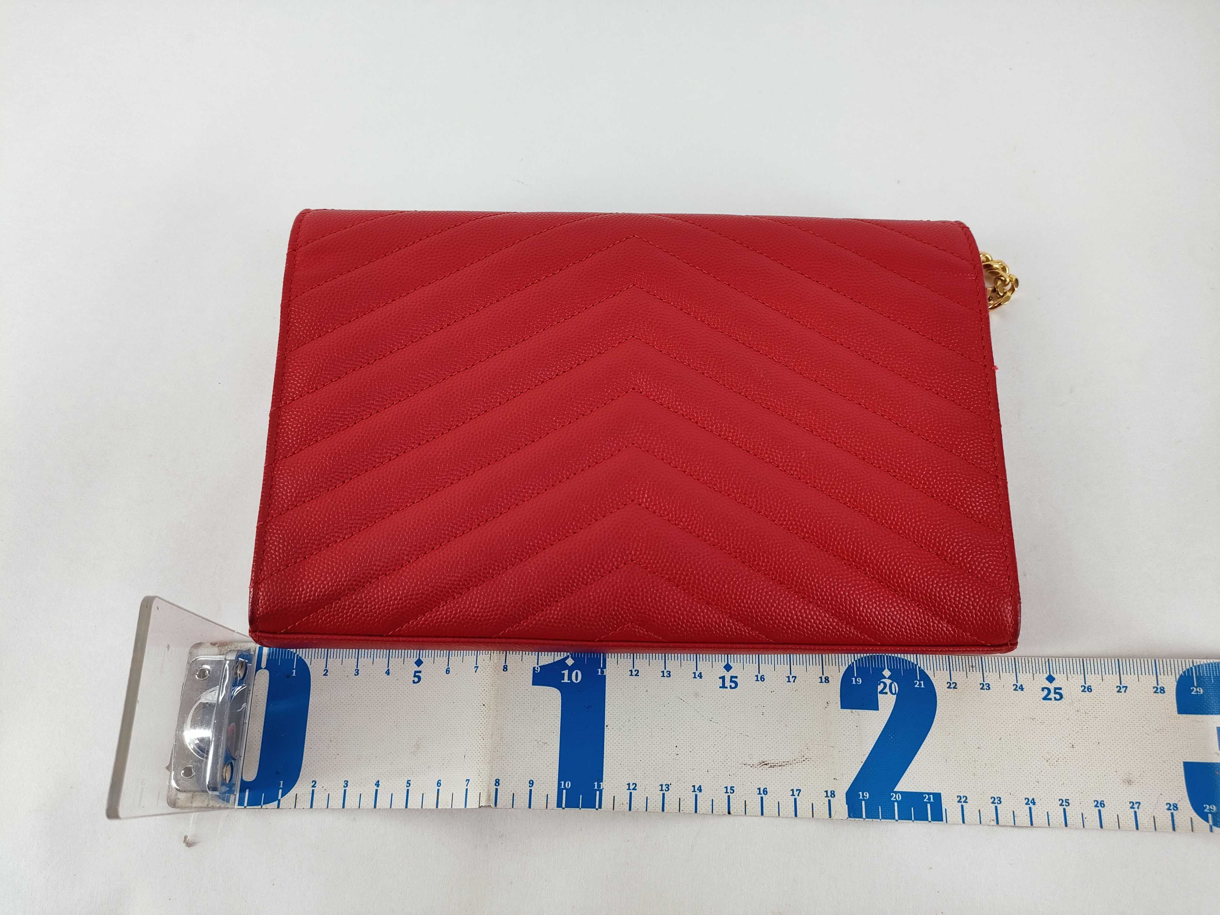 Leather Chain Wallet, Red, 360452, Shoulder Bag — view 2