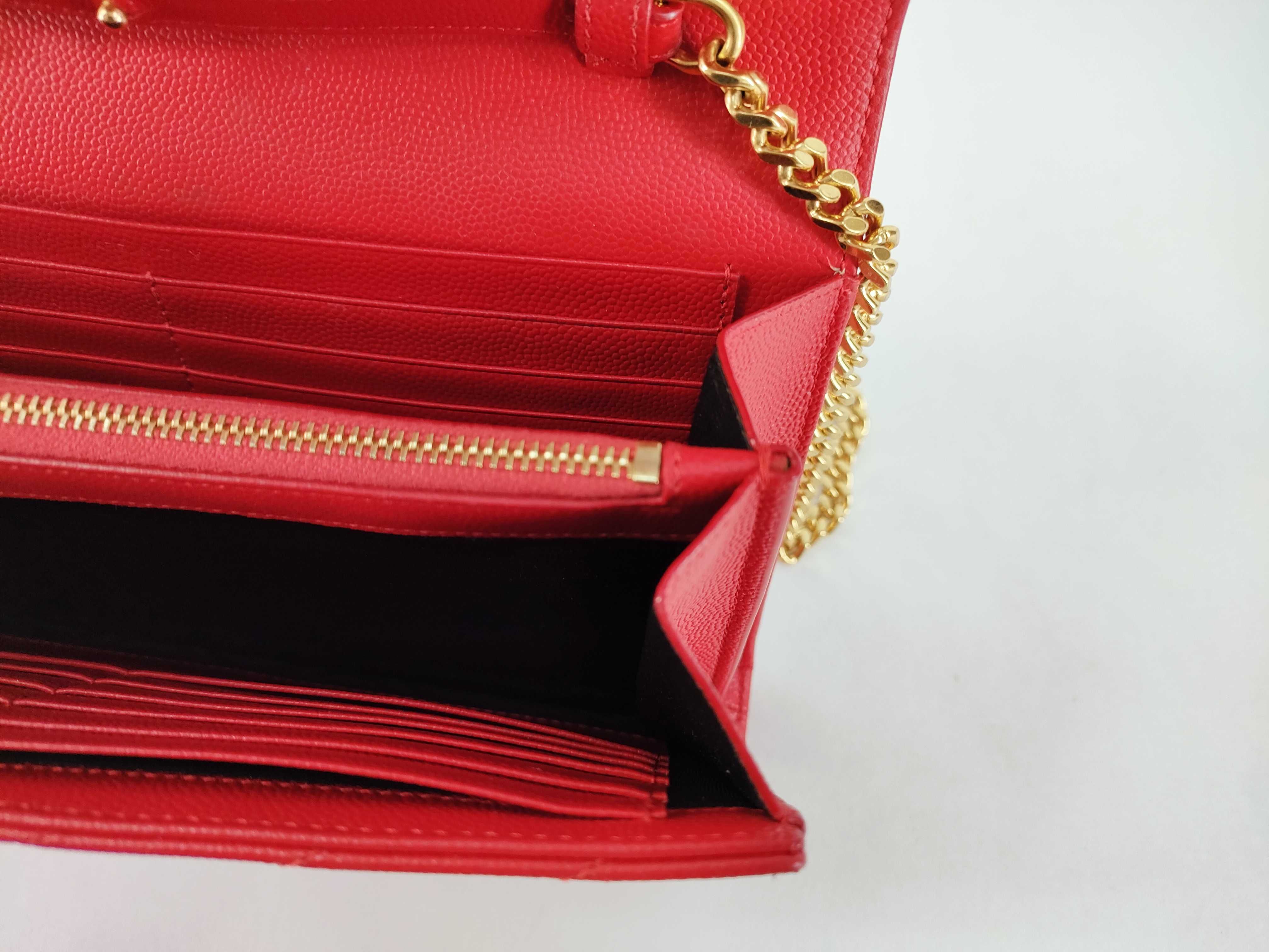 Leather Chain Wallet, Red, 360452, Shoulder Bag — view 13