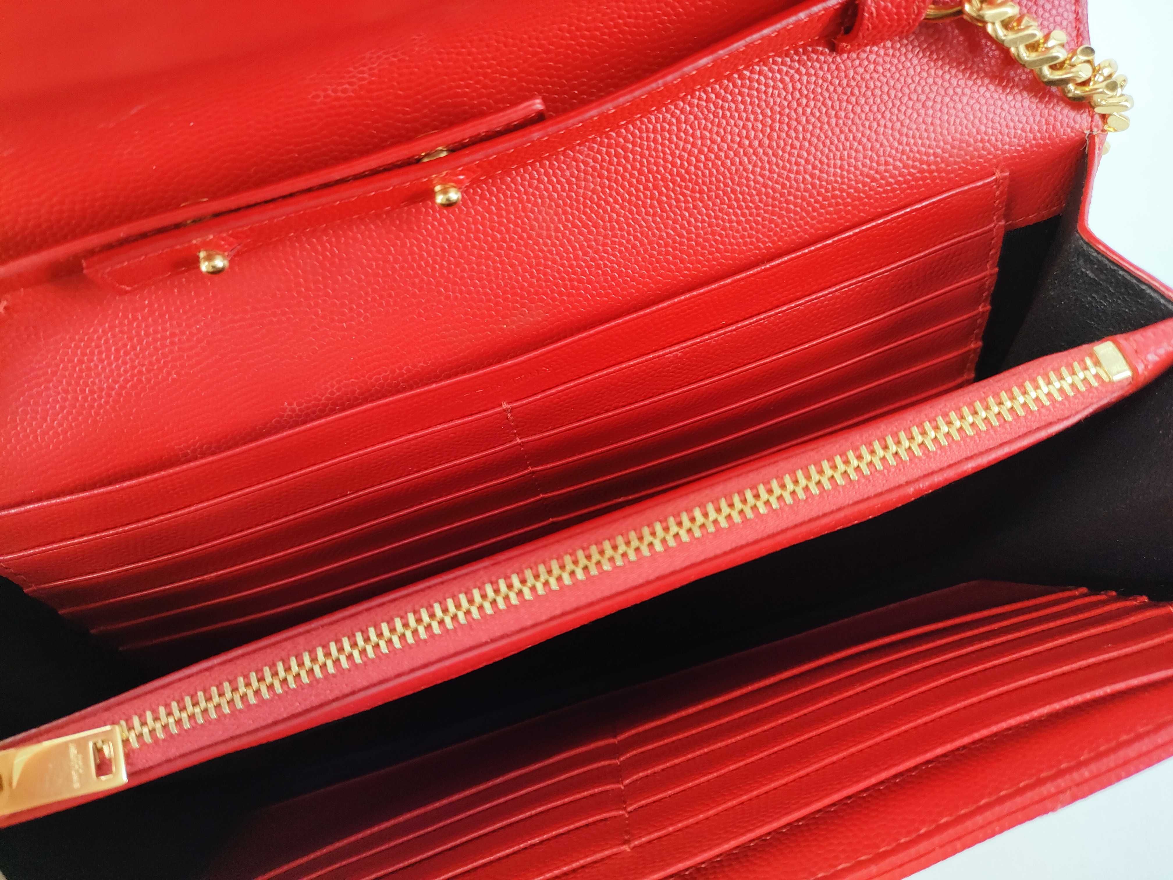 Leather Chain Wallet, Red, 360452, Shoulder Bag — view 14