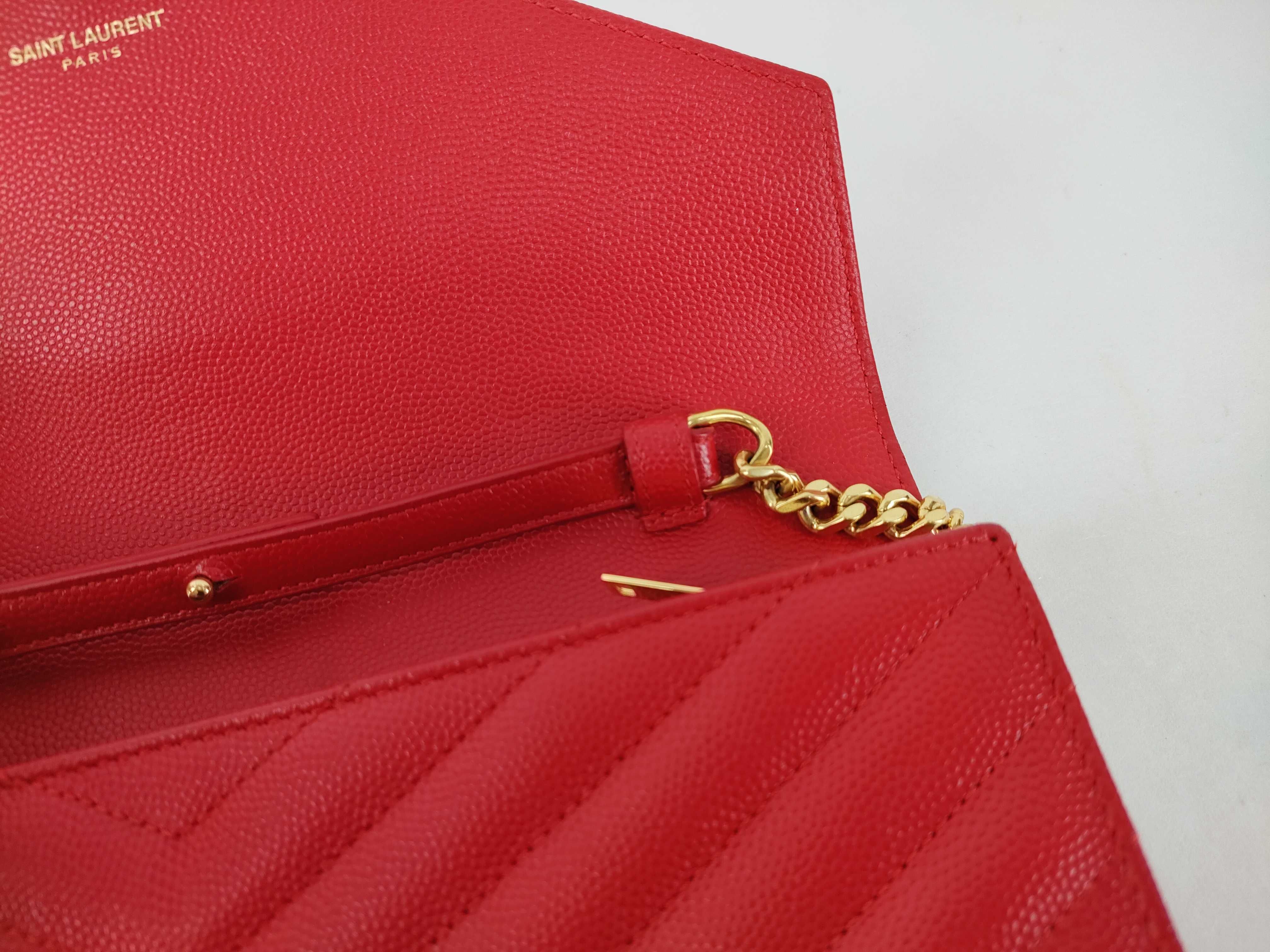Leather Chain Wallet, Red, 360452, Shoulder Bag — view 5