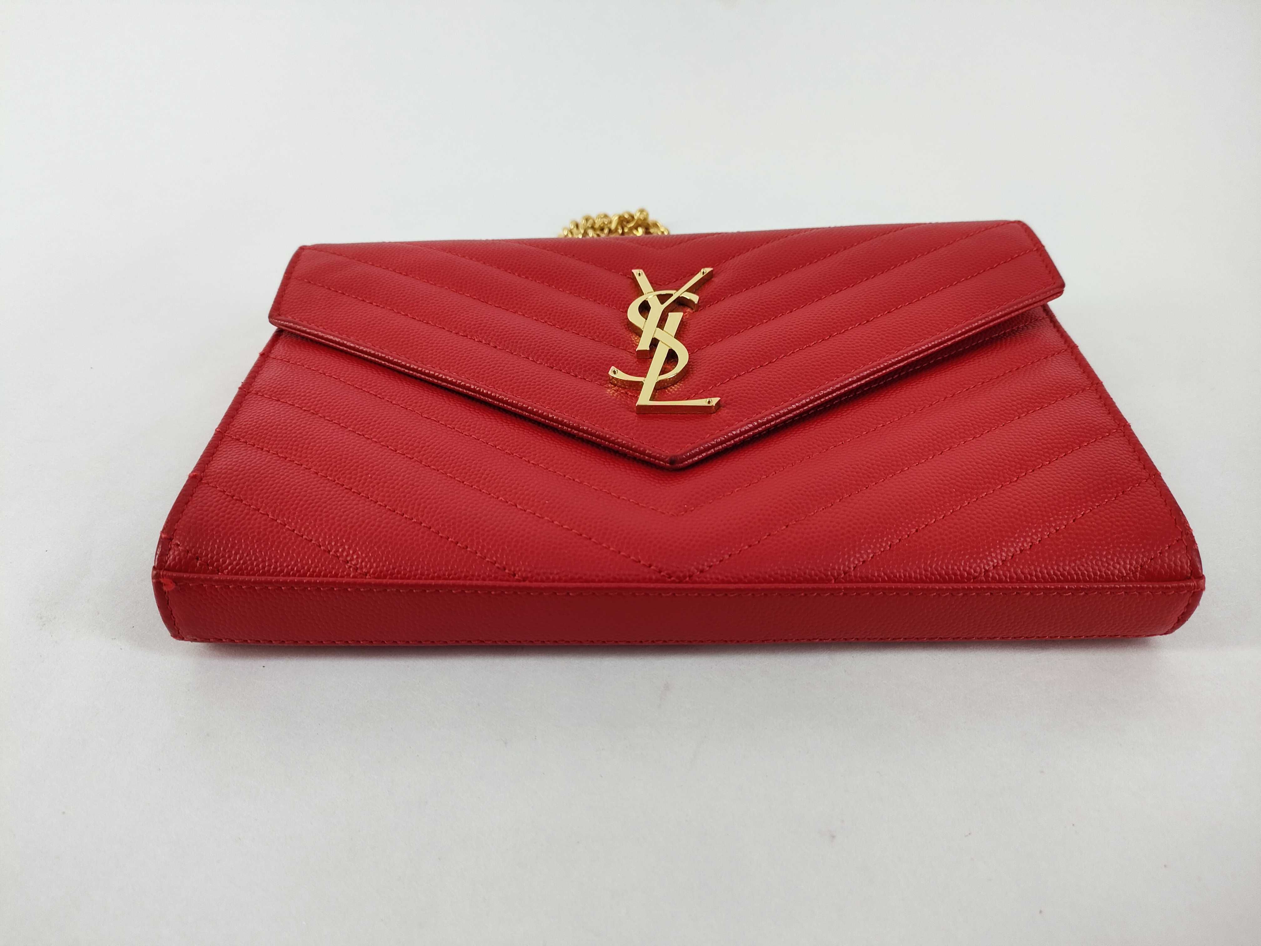 Leather Chain Wallet, Red, 360452, Shoulder Bag — view 7