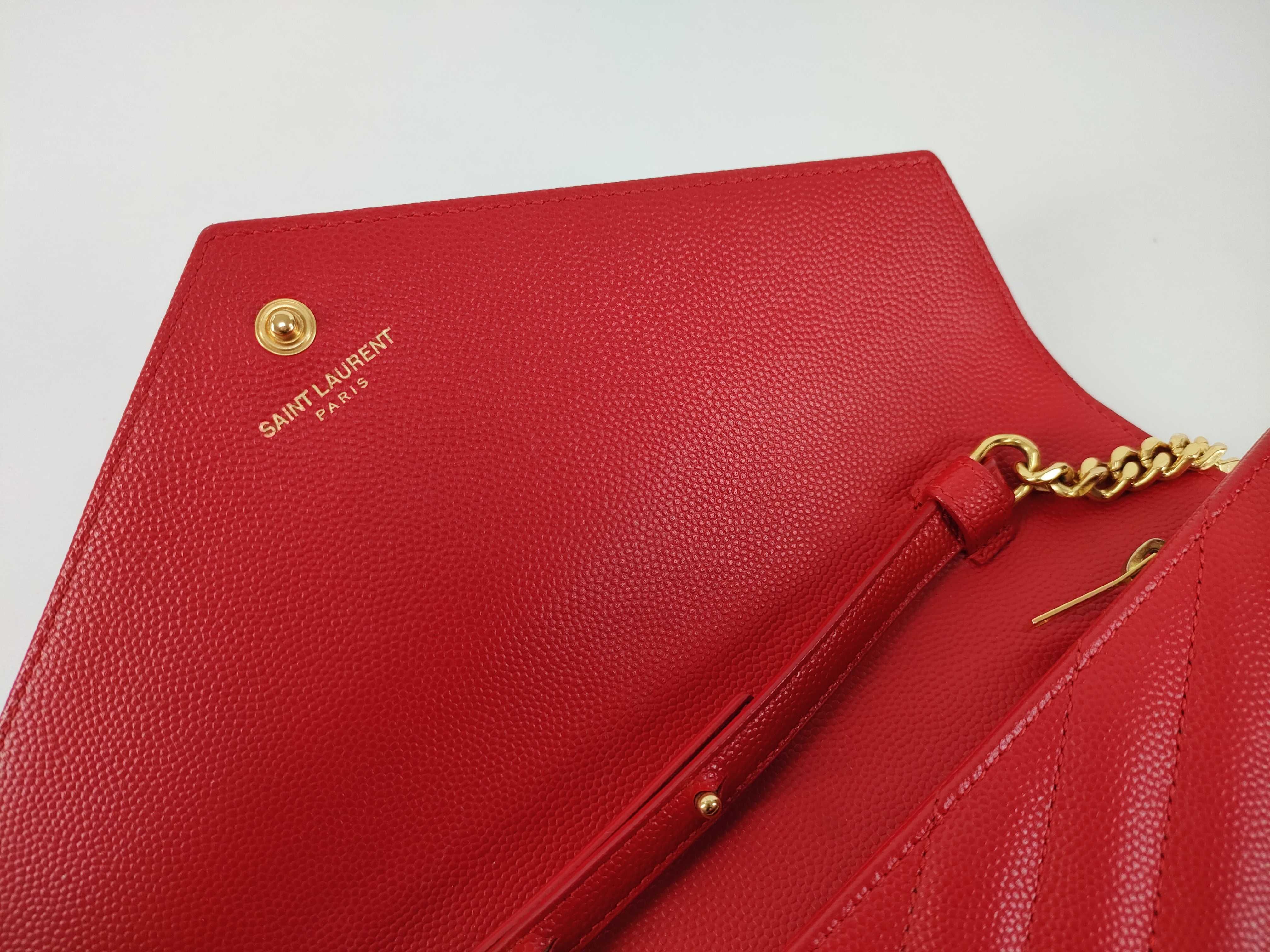 Leather Chain Wallet, Red, 360452, Shoulder Bag — view 9