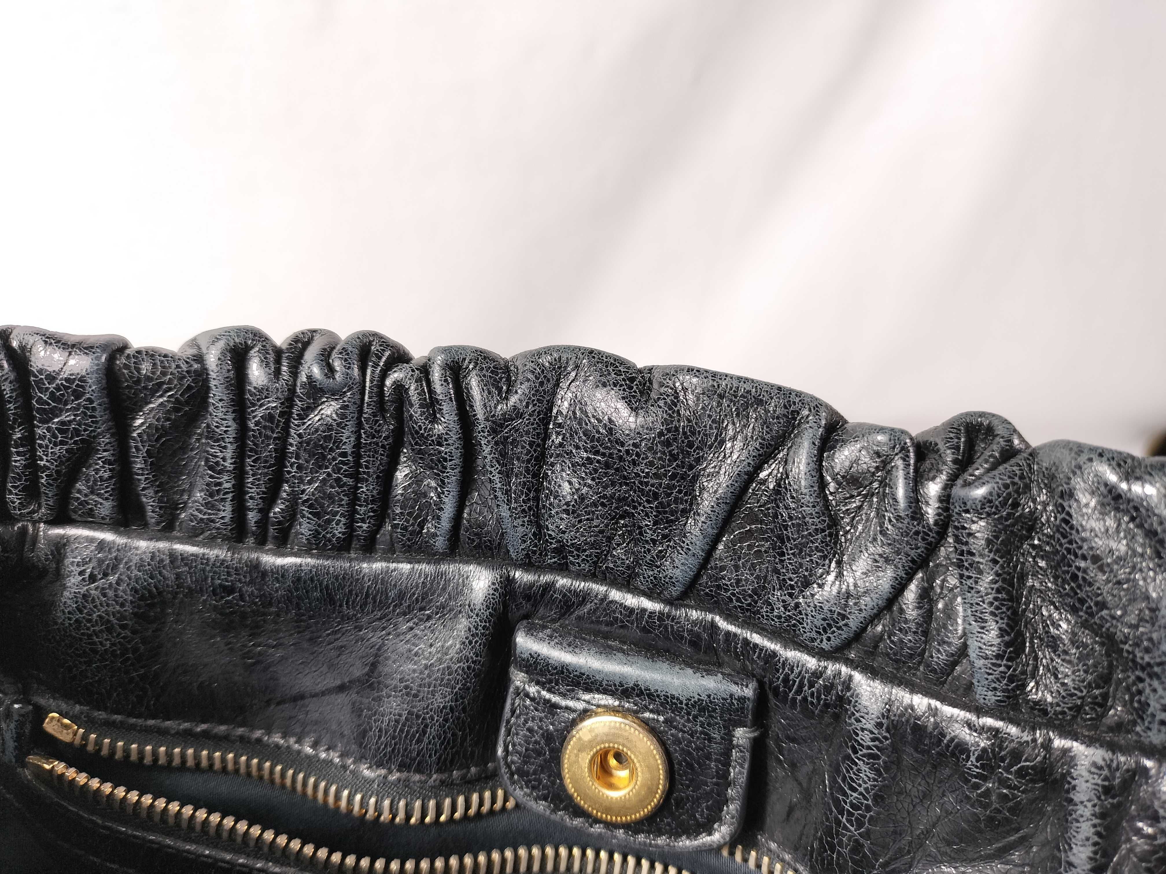 Vitello Luxe Gathered 2-Way Handbag, Black — view 10
