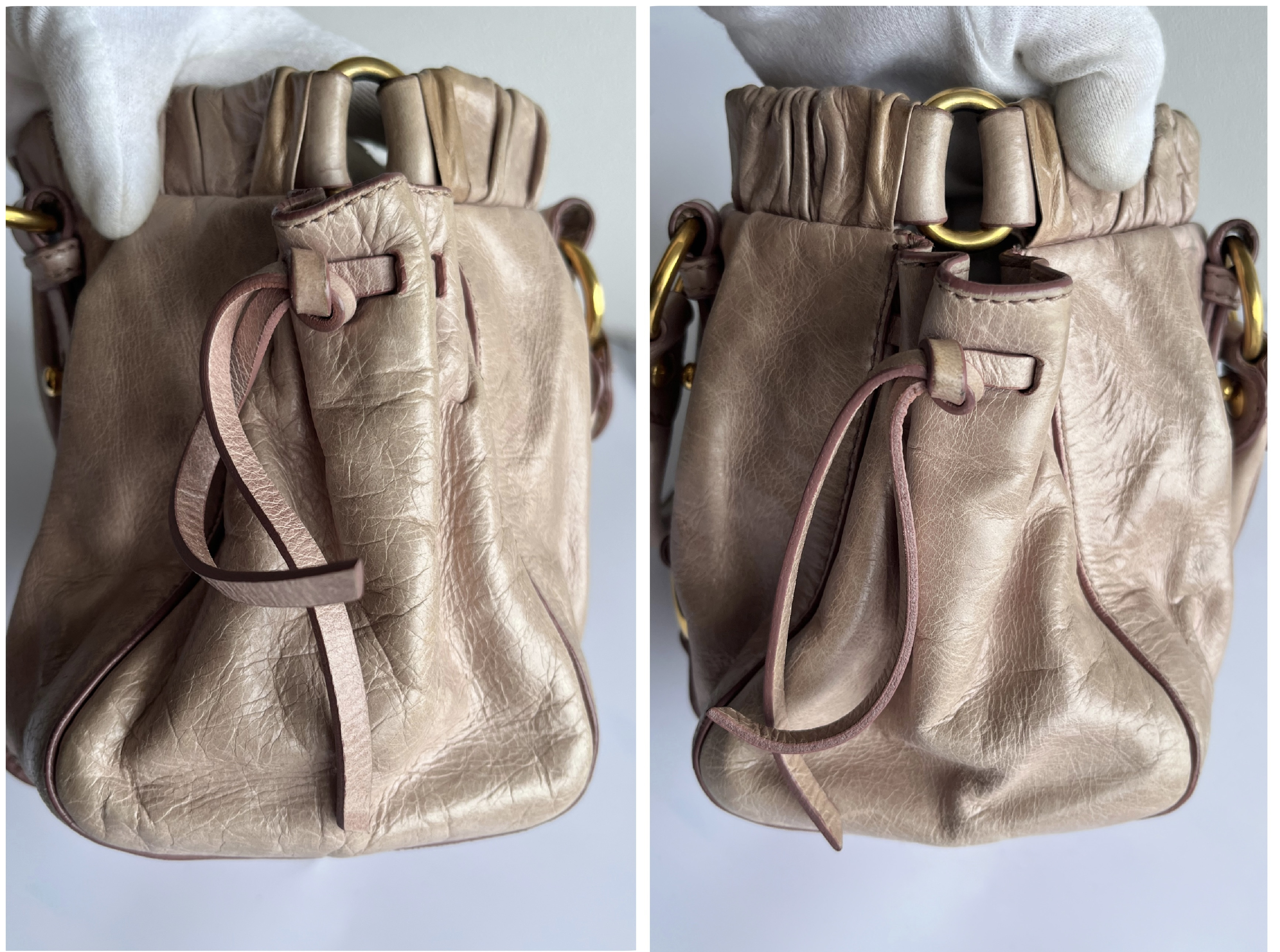 Vitello Luxe Pink Beige 2-way Handbag with Shoulder Strap (Shoulder Bag) — view 6