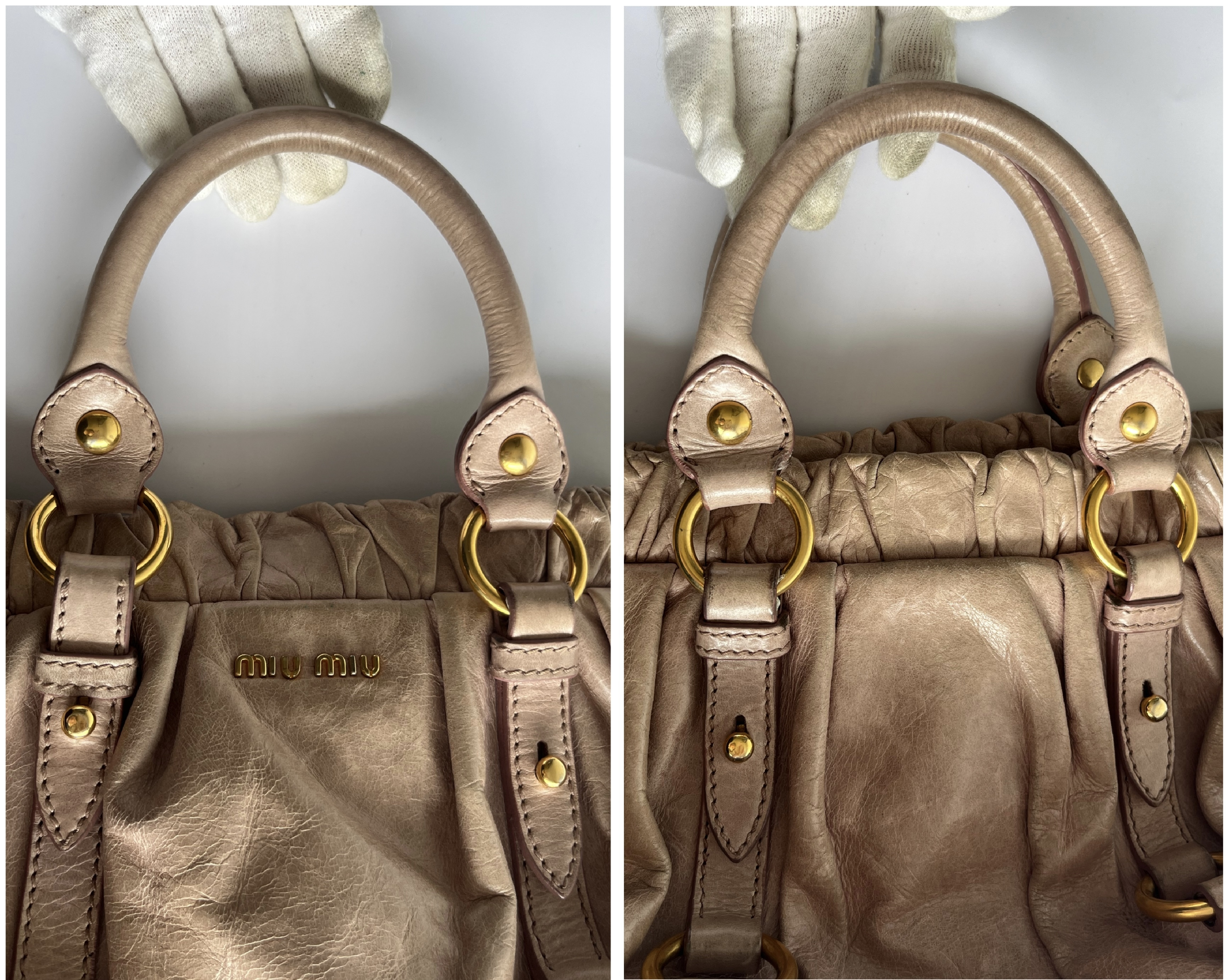 Vitello Luxe Pink Beige 2-way Handbag with Shoulder Strap (Shoulder Bag) — view 8
