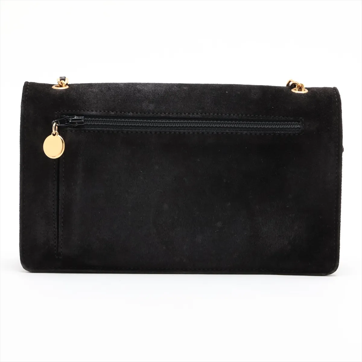 Coco Mark Suede x Leather Chain Wallet, Black with Gold Hardware, 3701143, Series 3 — view 2