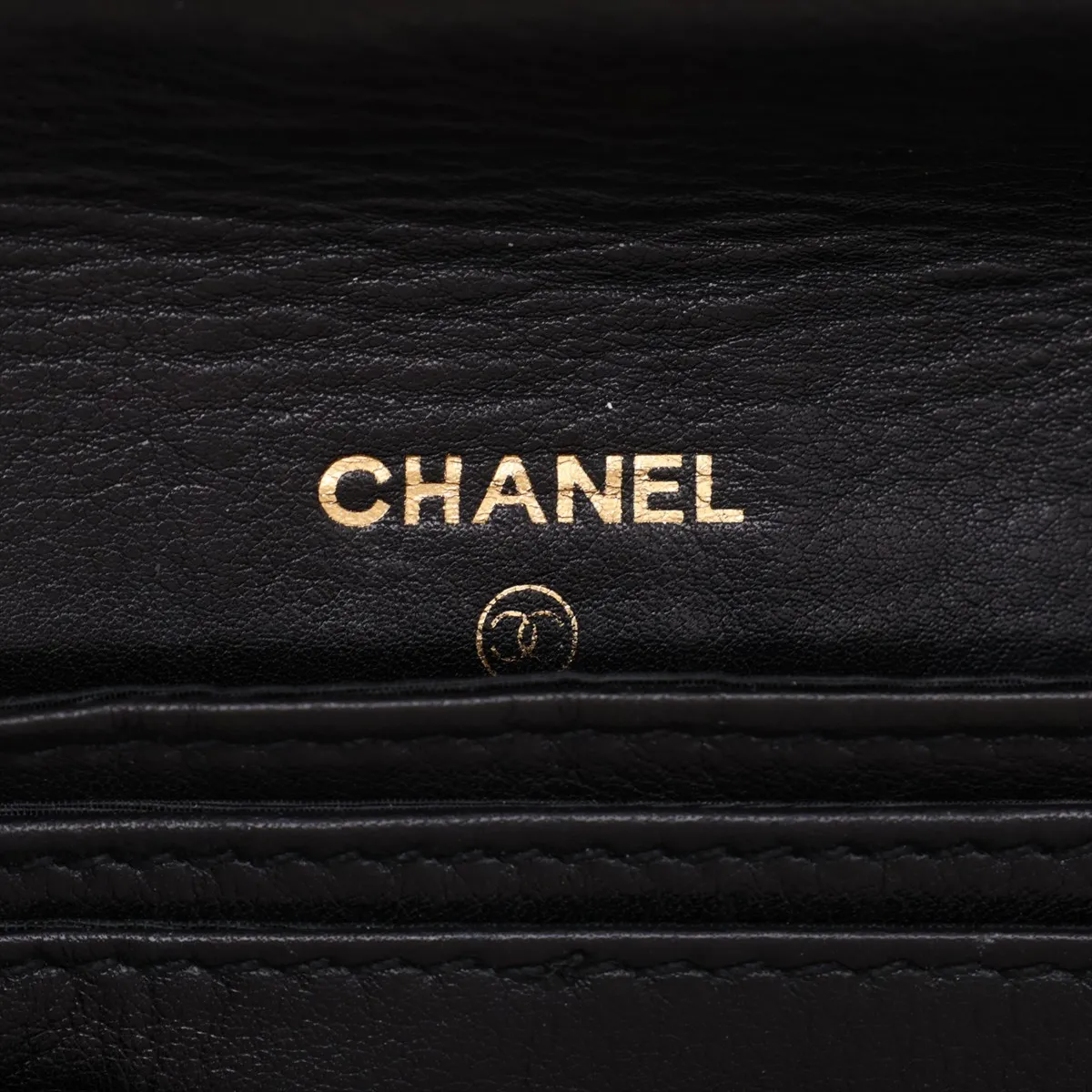 Coco Mark Suede x Leather Chain Wallet, Black with Gold Hardware, 3701143, Series 3 — view 13