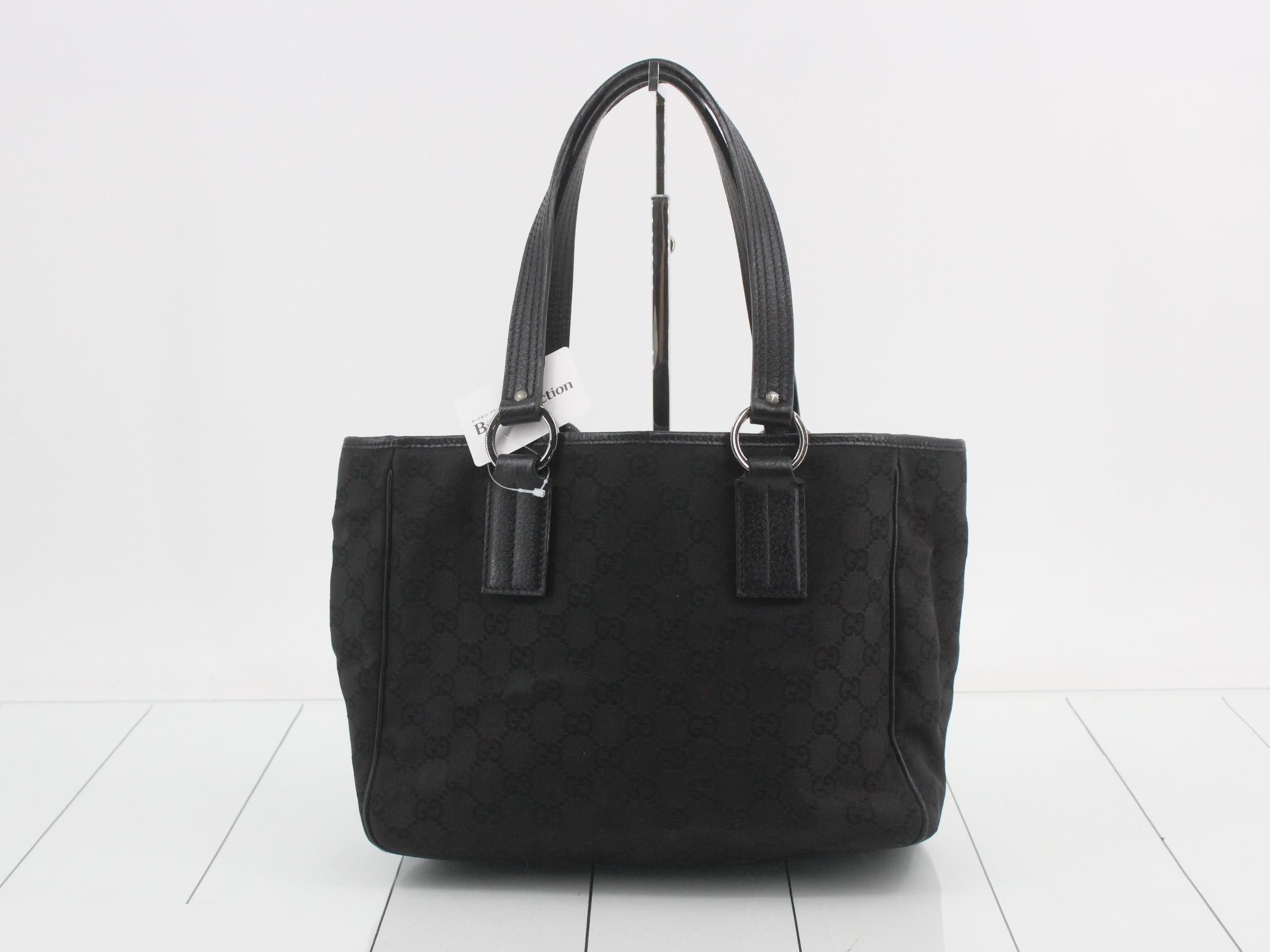 GG Canvas Handbag, Black, Silver Hardware — view 2