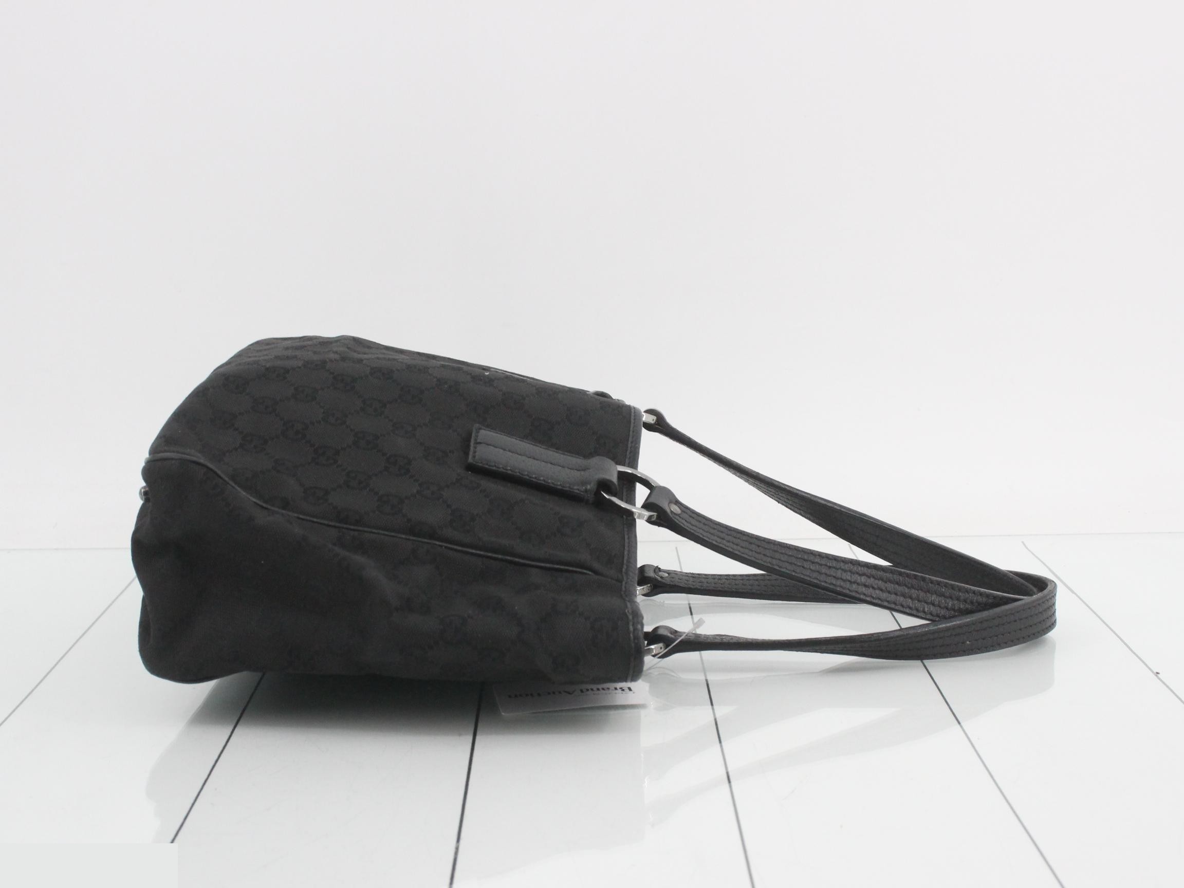GG Canvas Handbag, Black, Silver Hardware — view 3
