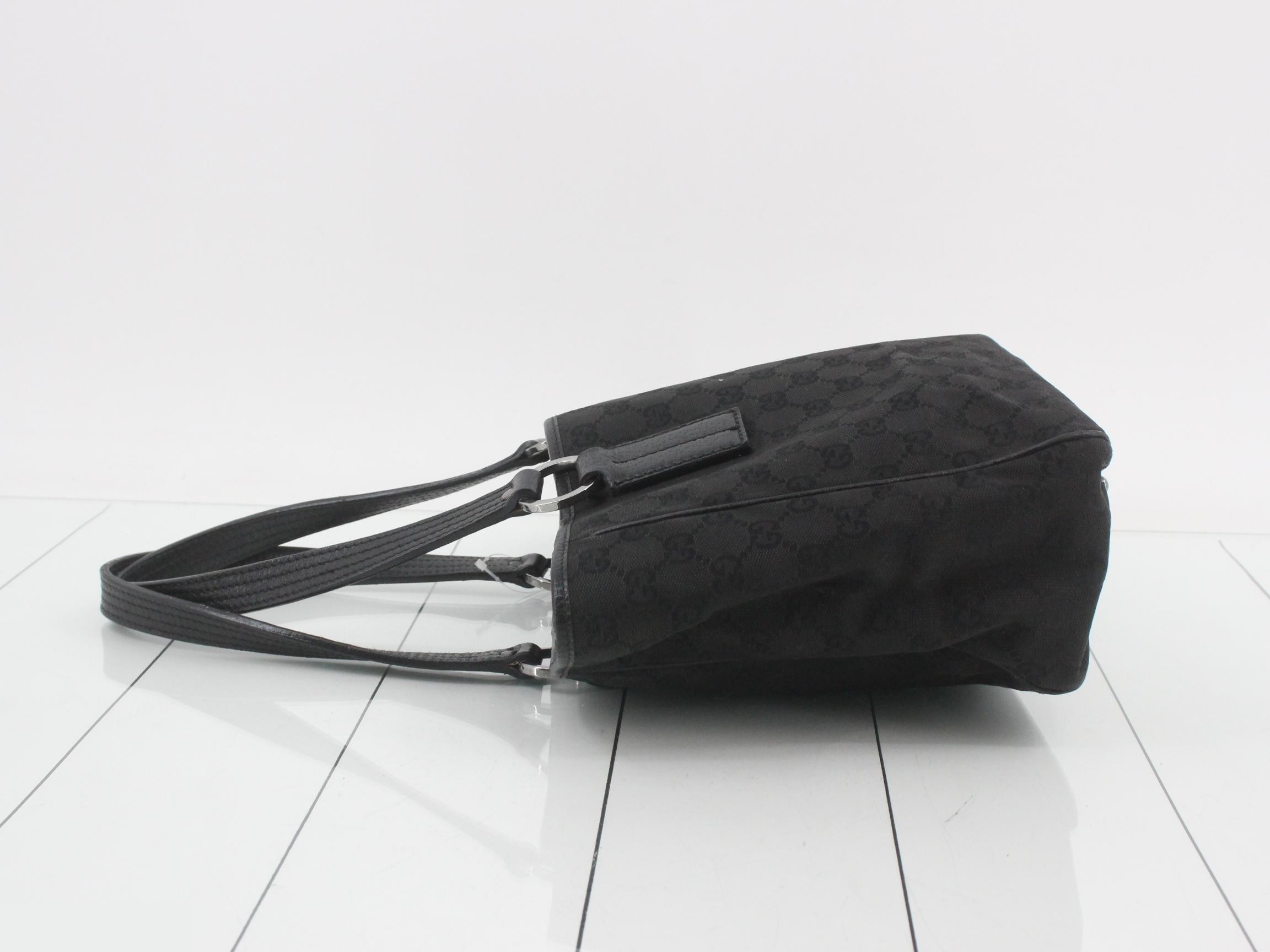 GG Canvas Handbag, Black, Silver Hardware — view 4