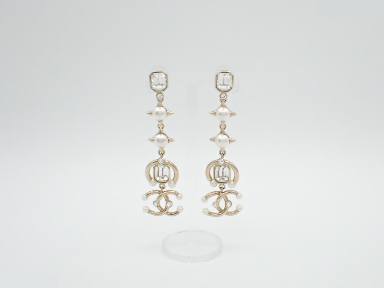Coco Mark Long Earrings, Drop Pearl