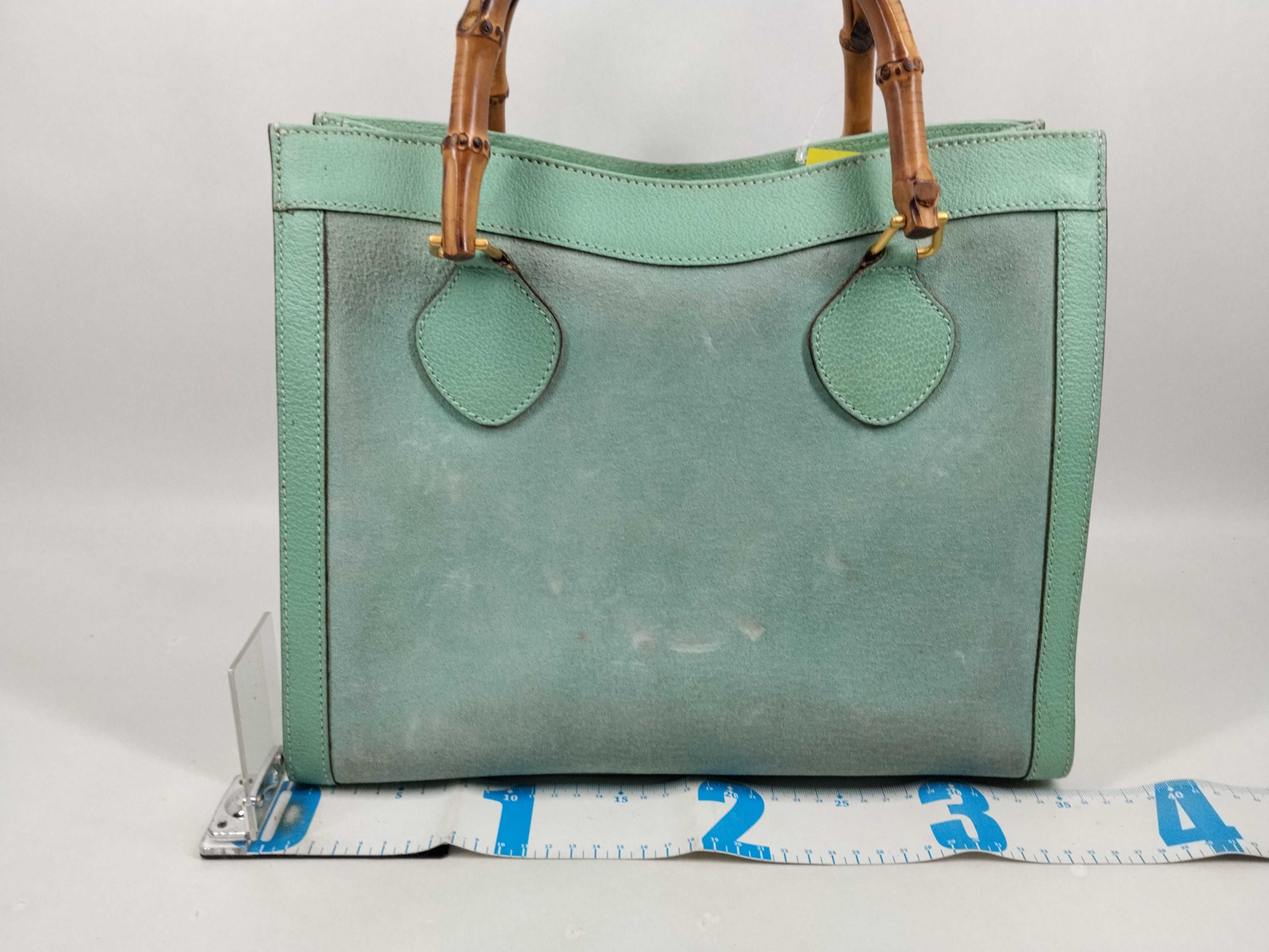Bamboo Leather Turquoise Hand Tote Handbag — view 2